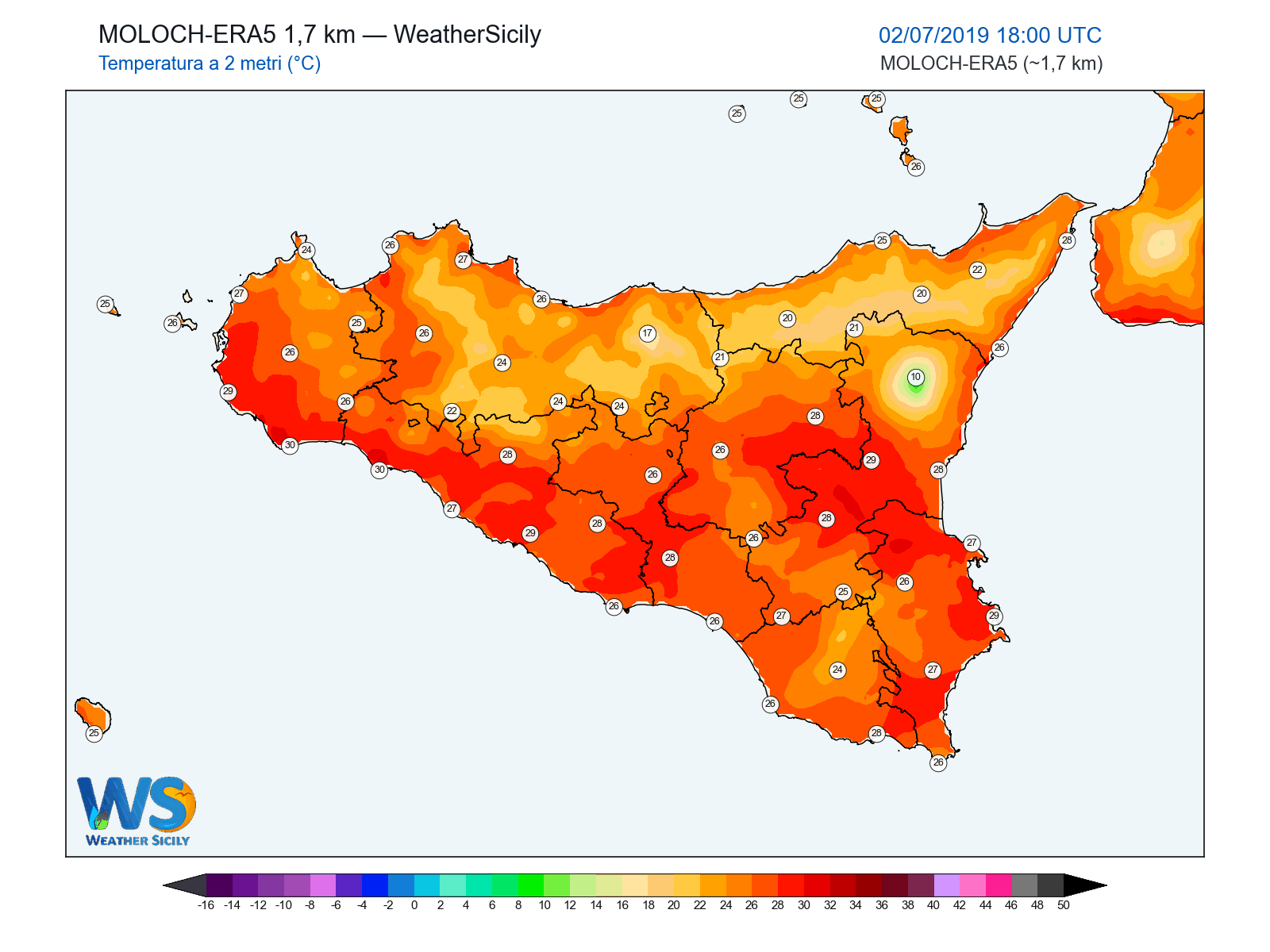 Temperatura a 2 metri · 2019070218