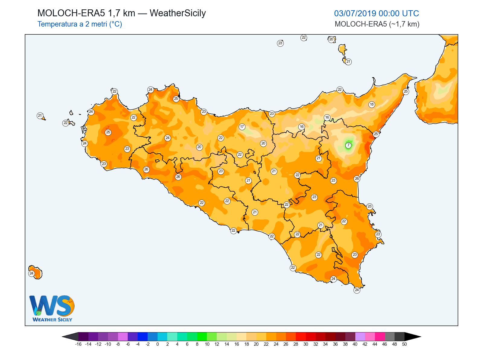 Temperatura a 2 metri · 2019070300