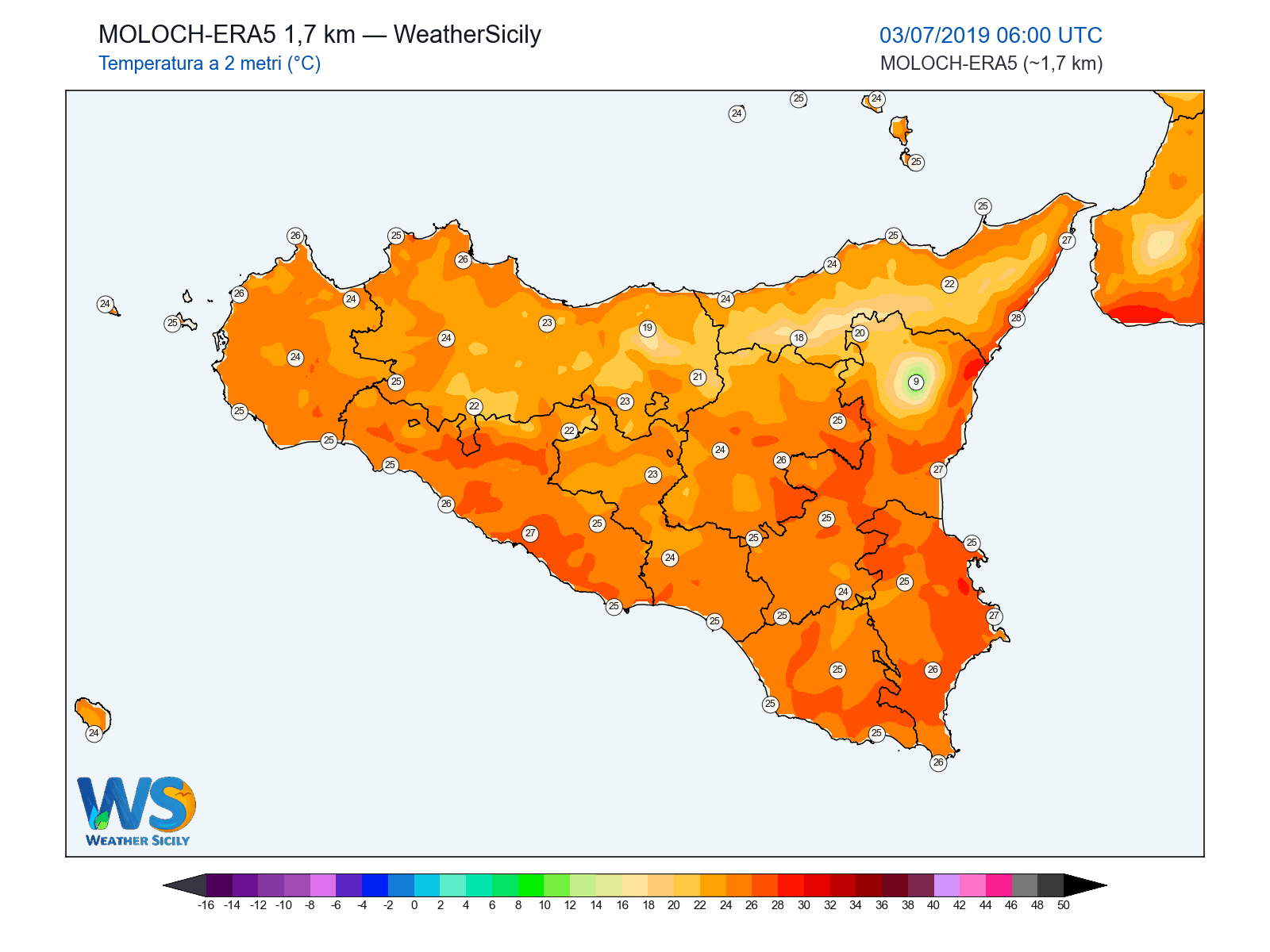 Temperatura a 2 metri · 2019070306