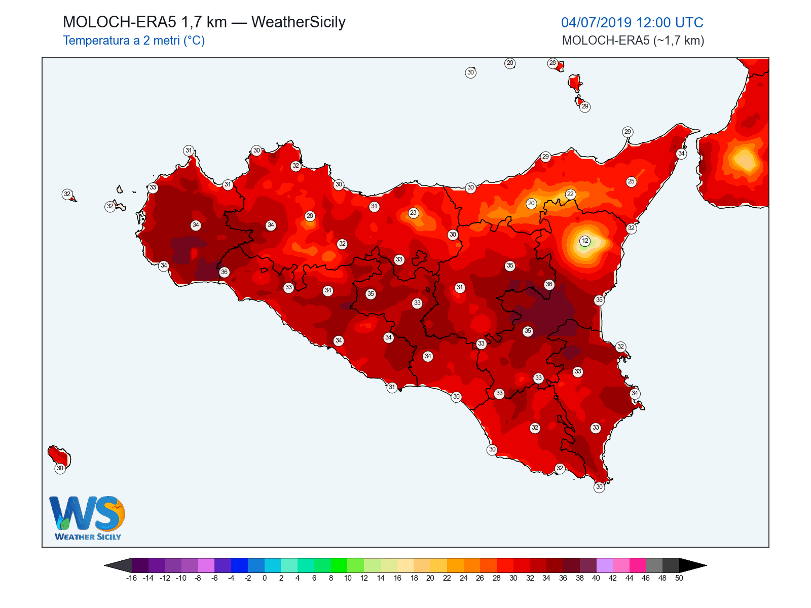 Temperatura a 2 metri · 2019070412