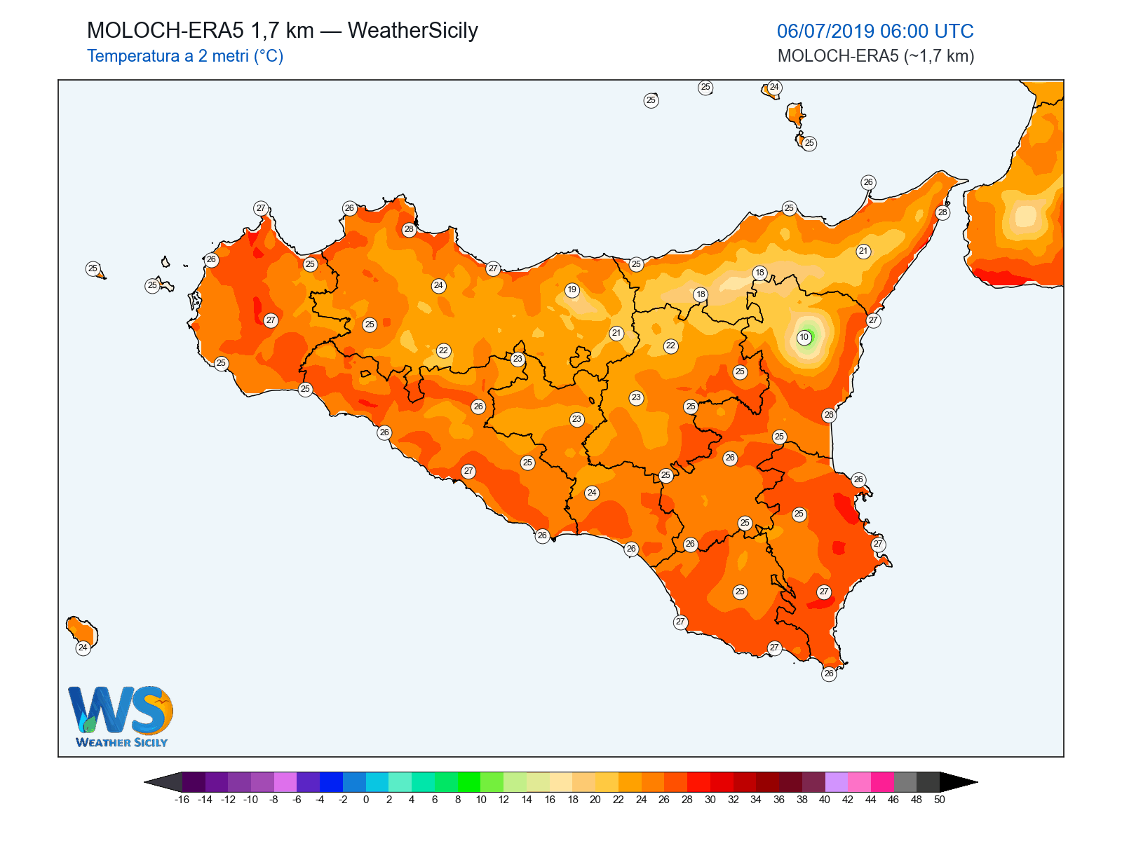 Temperatura a 2 metri · 2019070606