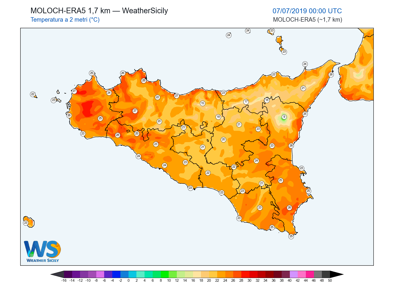 Temperatura a 2 metri · 2019070700