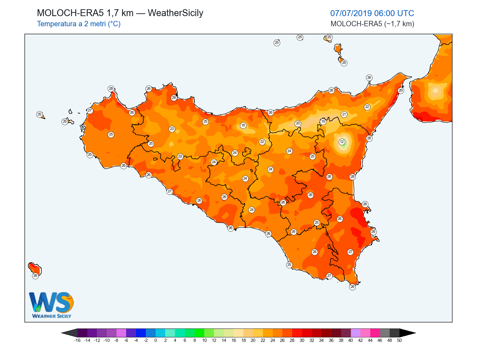 Temperatura a 2 metri · 2019070706