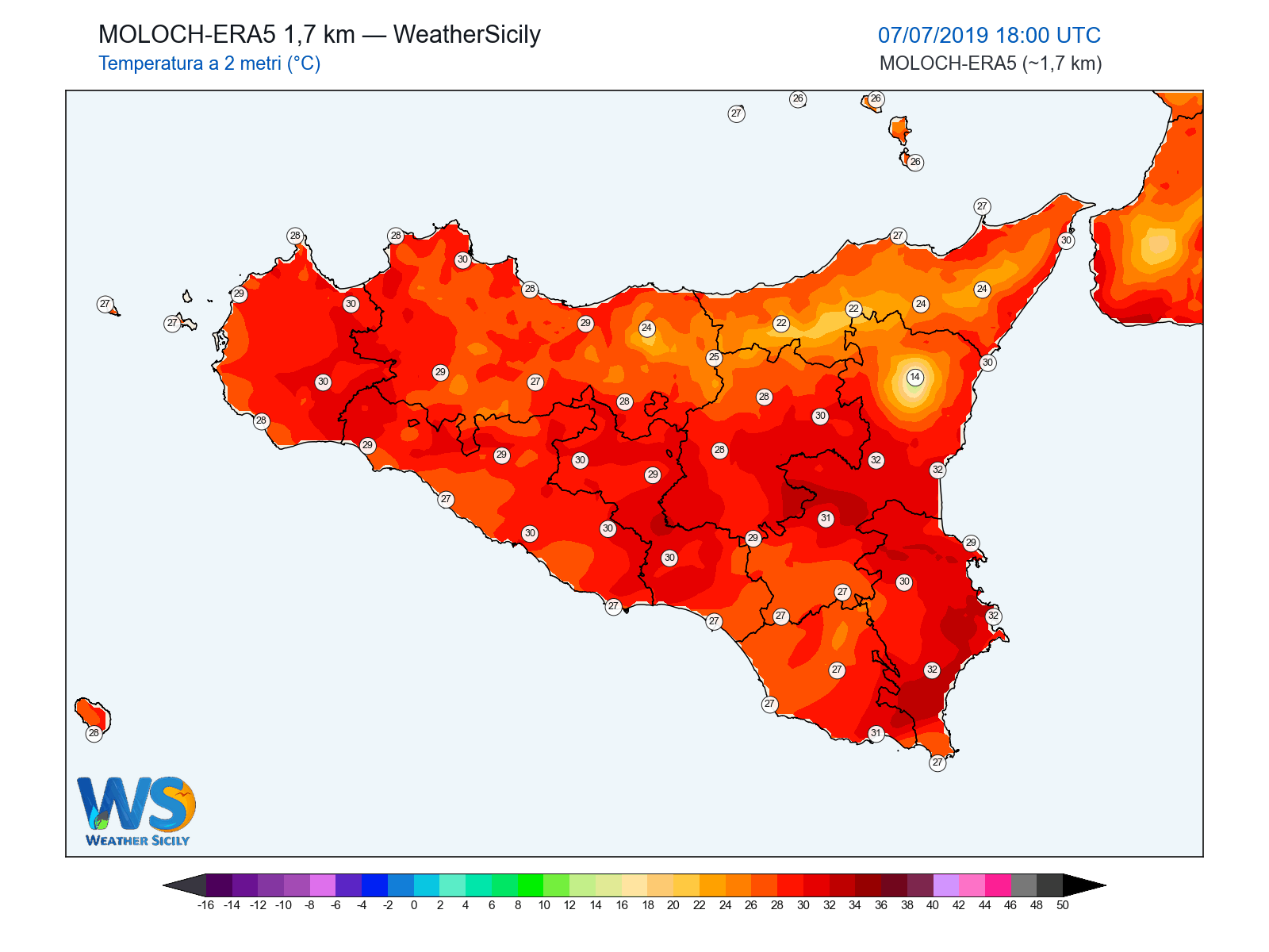 Temperatura a 2 metri · 2019070718