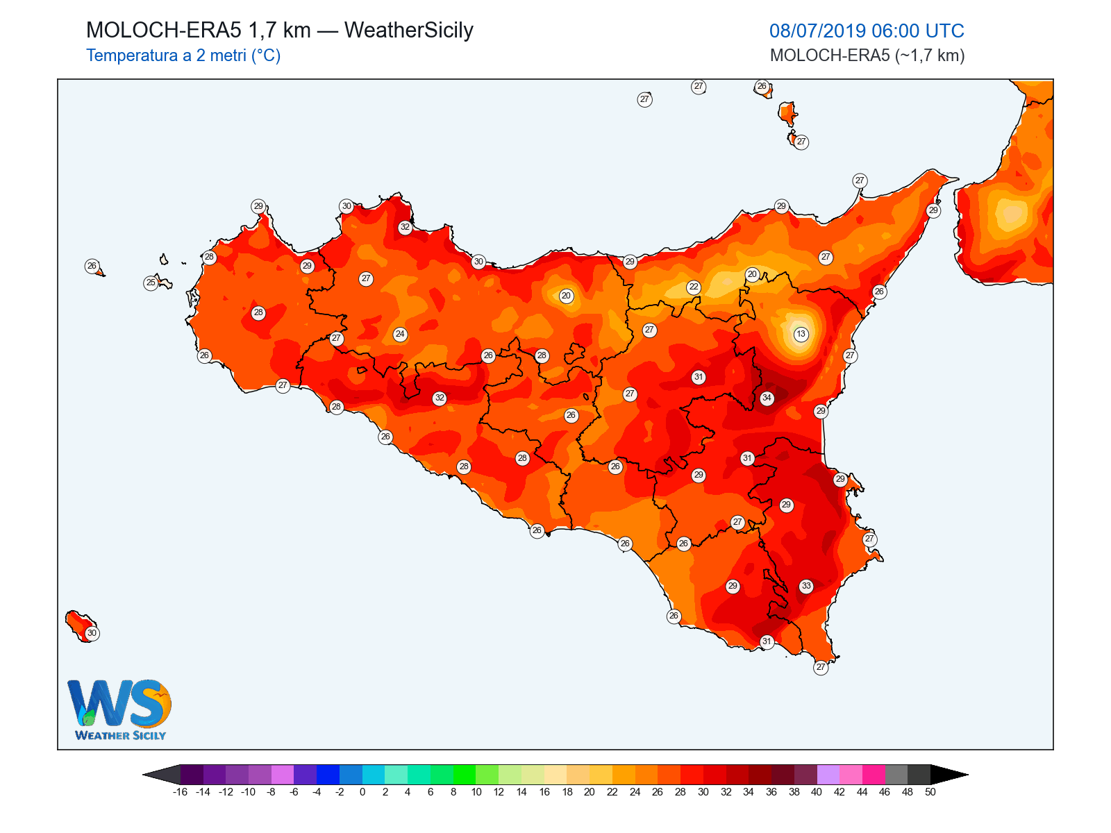 Temperatura a 2 metri · 2019070806
