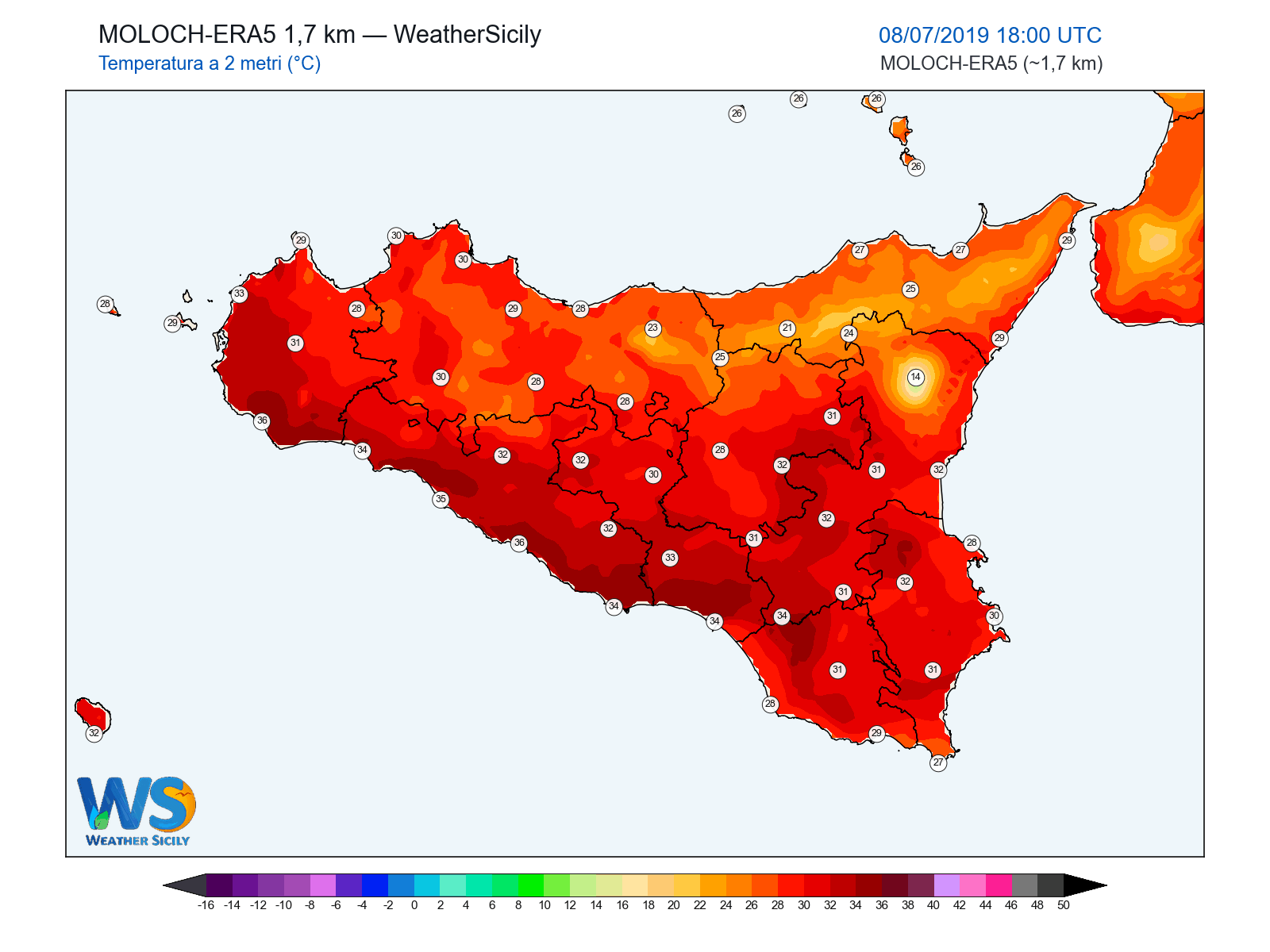 Temperatura a 2 metri · 2019070818