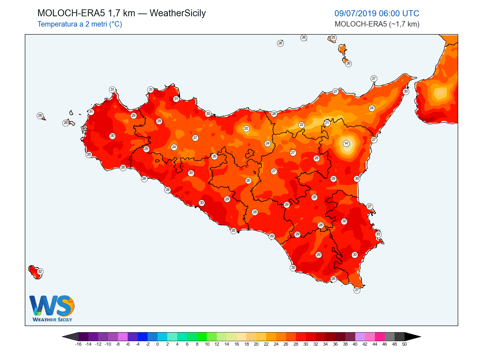 Temperatura a 2 metri · 2019070906