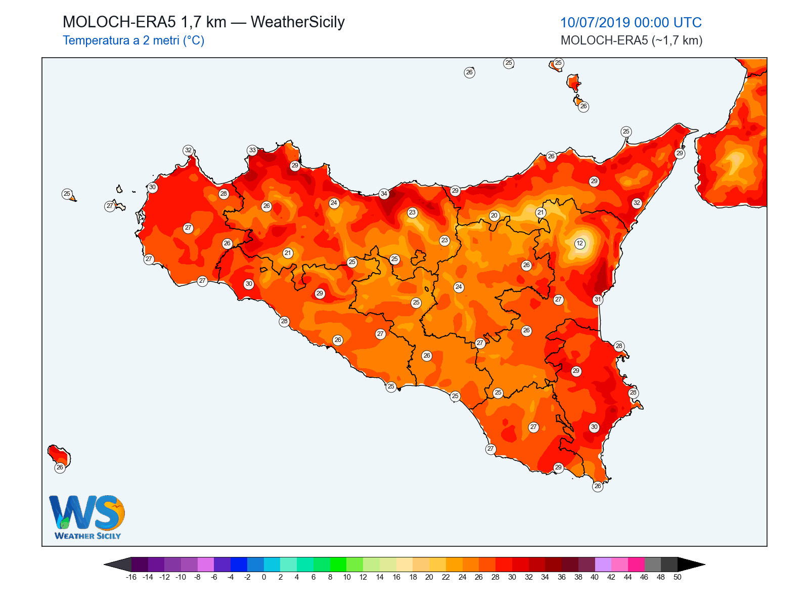 Temperatura a 2 metri · 2019071000