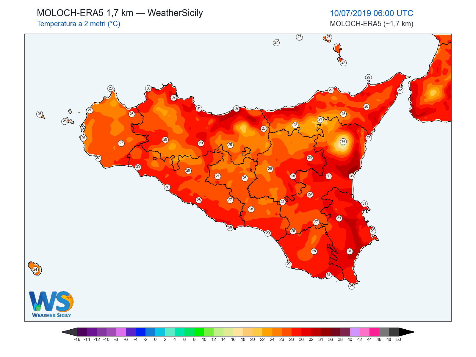 Temperatura a 2 metri · 2019071006