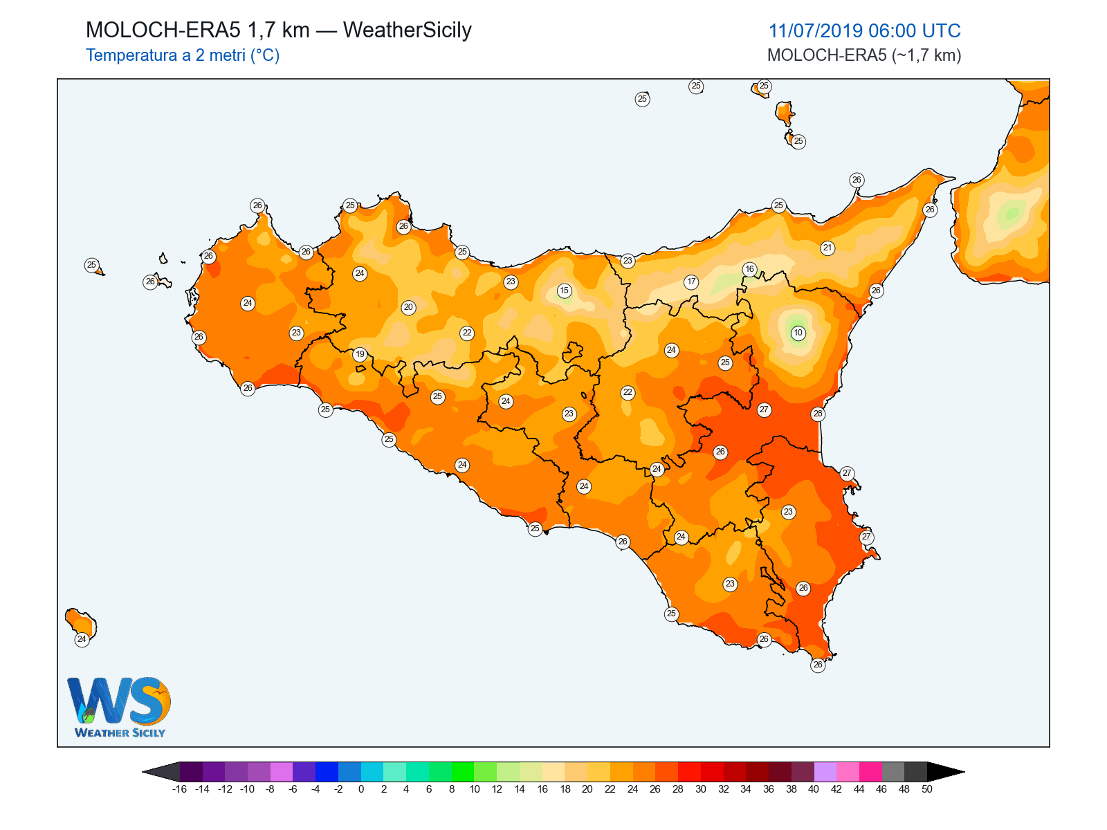 Temperatura a 2 metri · 2019071106