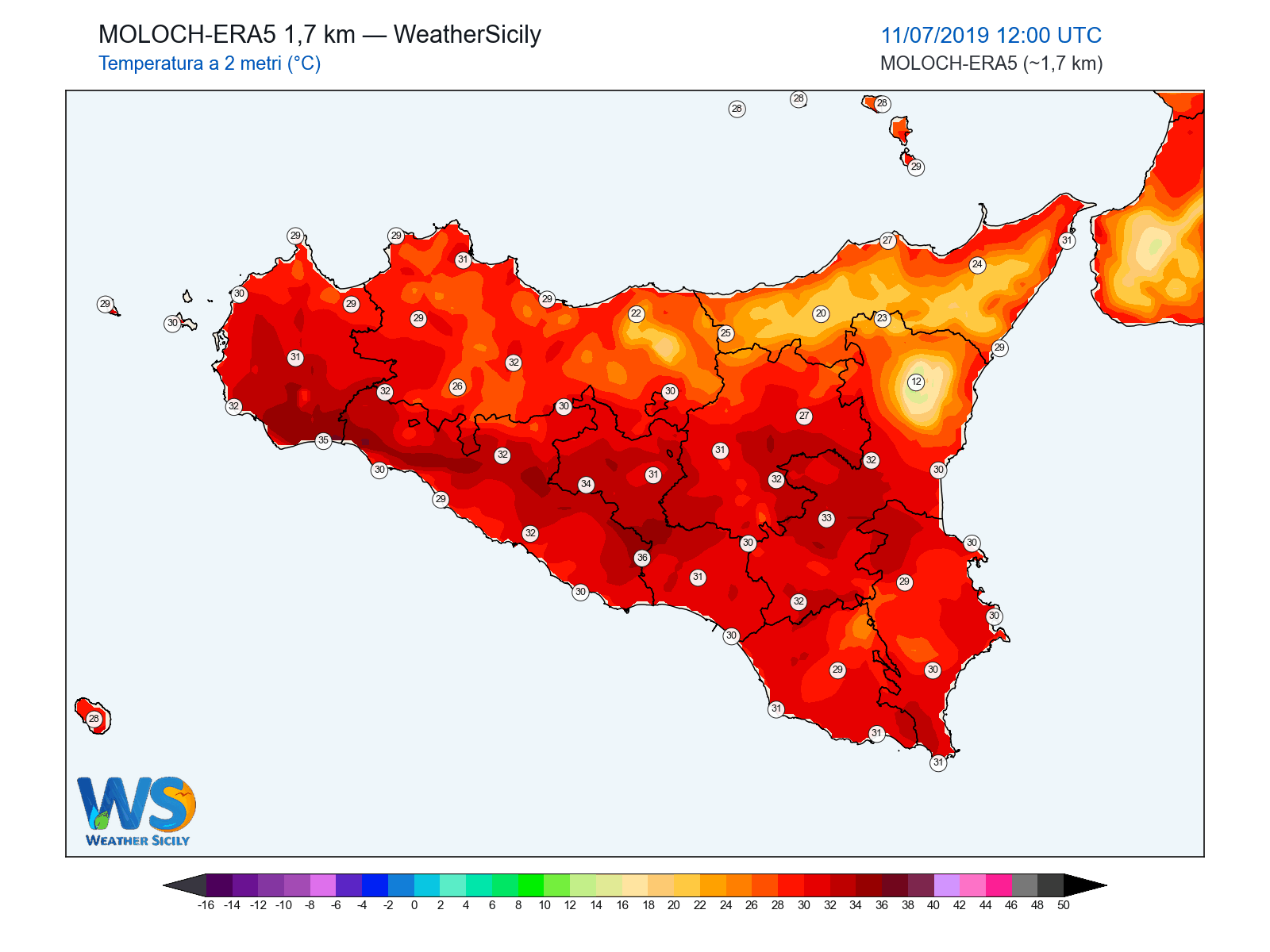 Temperatura a 2 metri · 2019071112