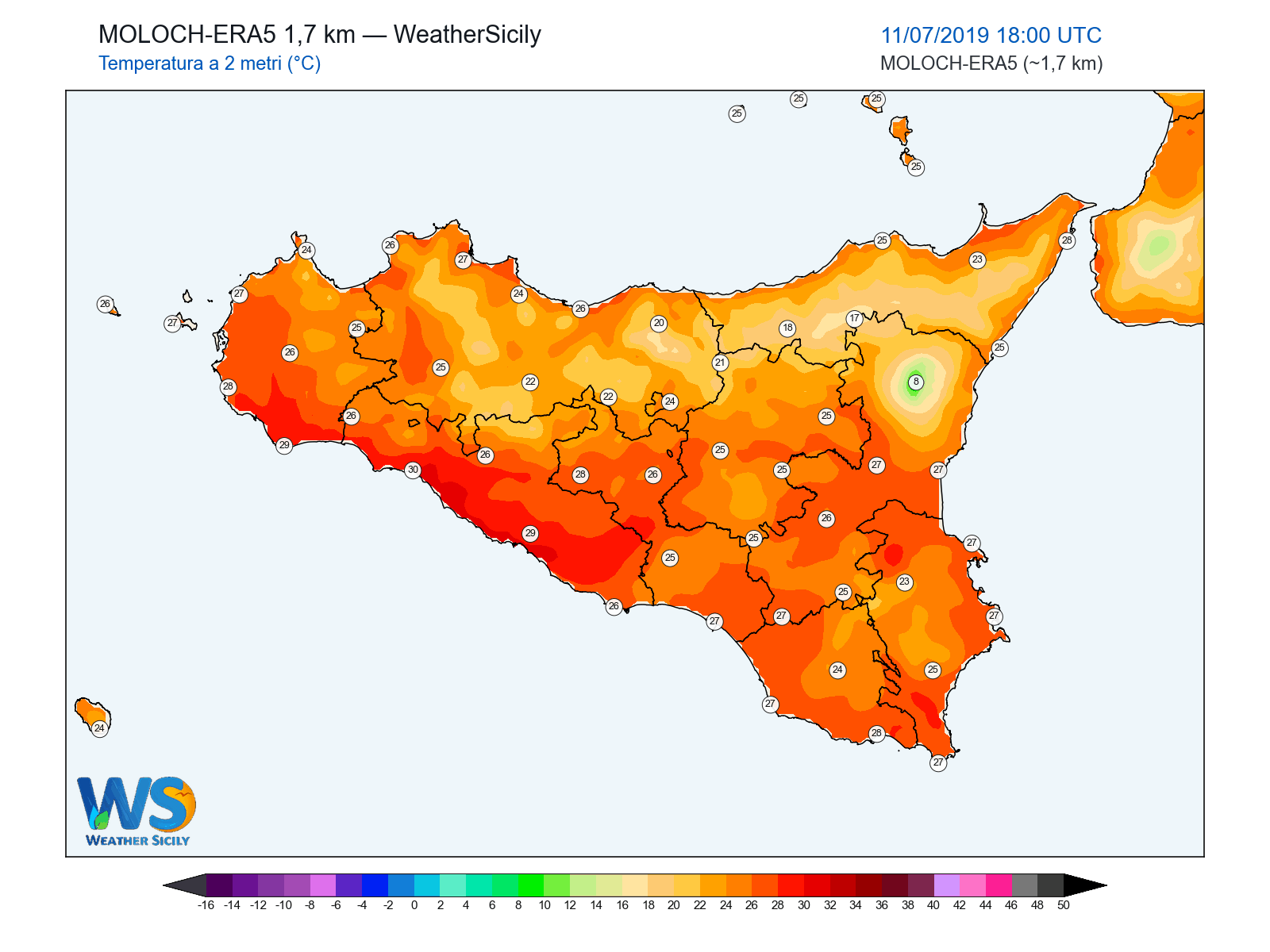 Temperatura a 2 metri · 2019071118