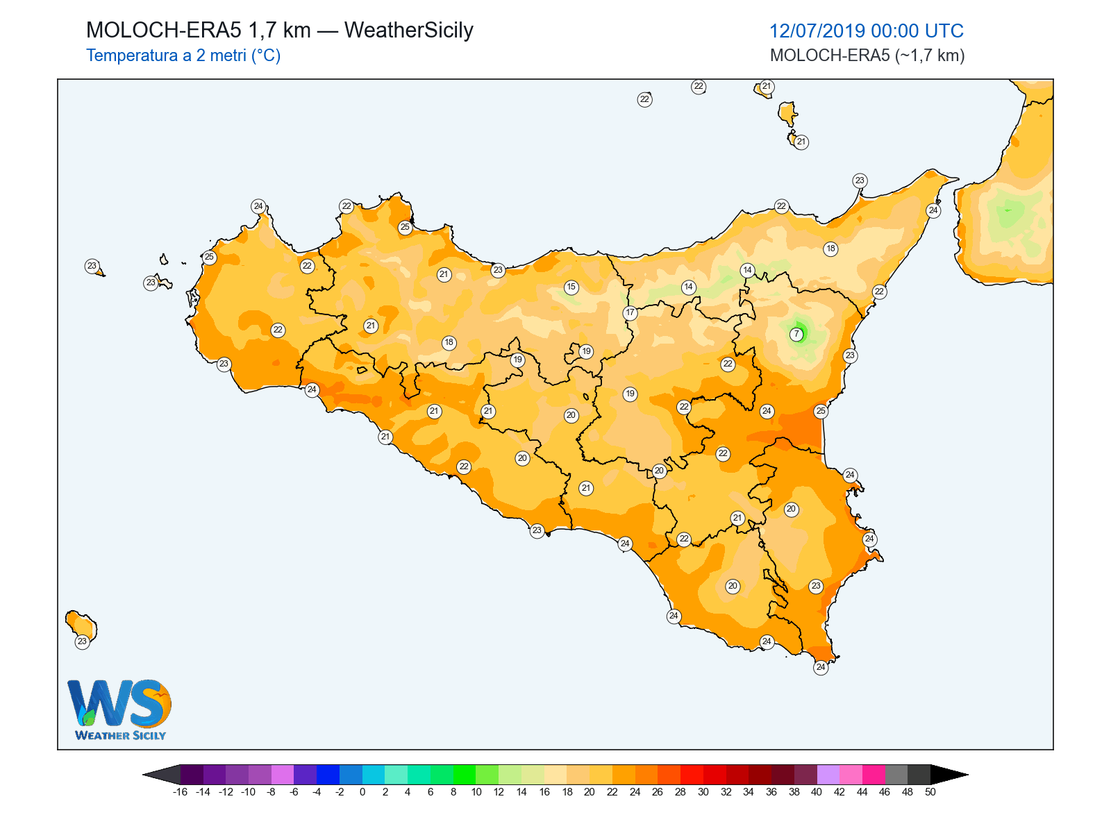 Temperatura a 2 metri · 2019071200