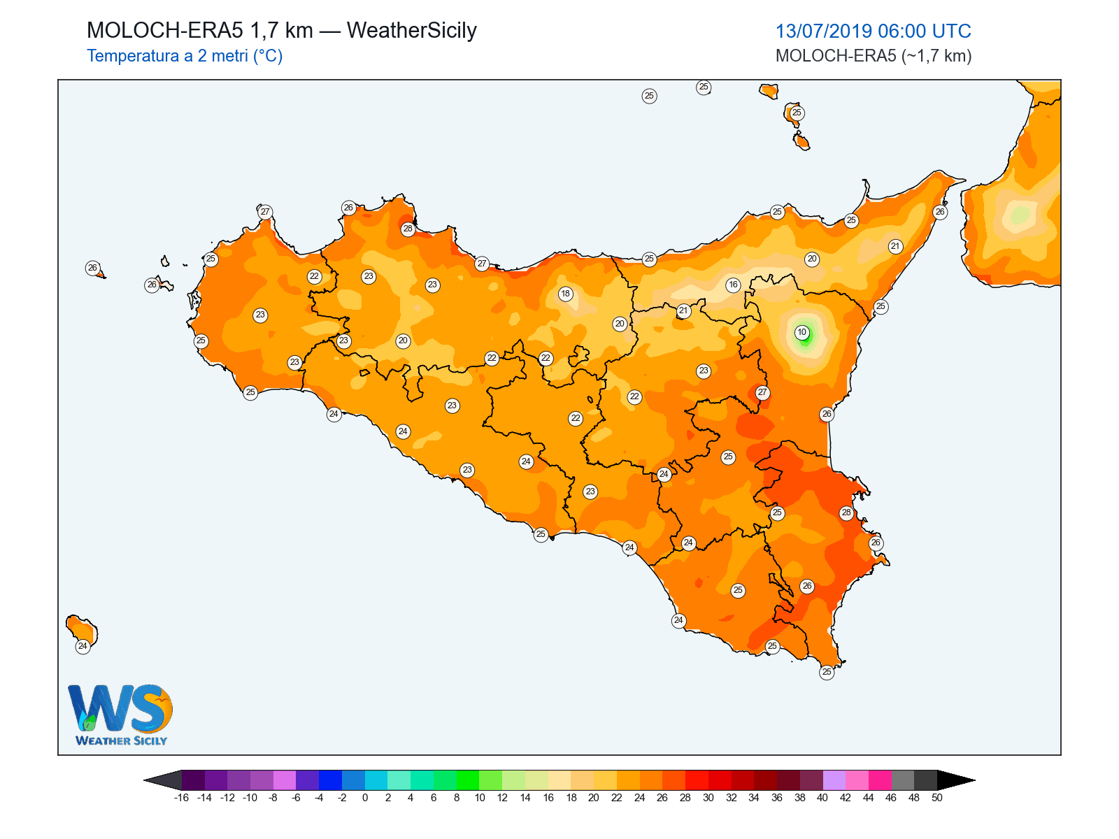 Temperatura a 2 metri · 2019071306