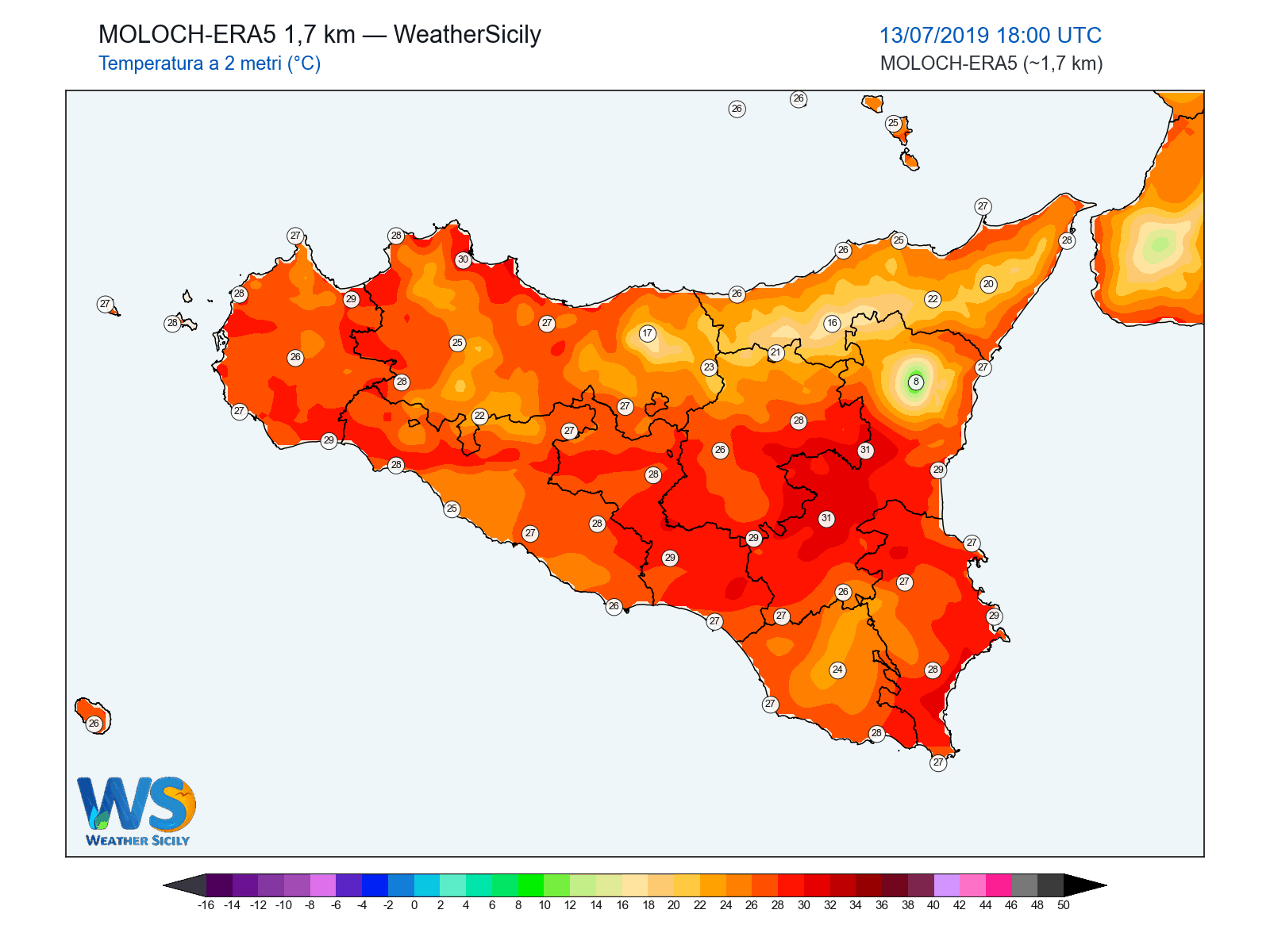 Temperatura a 2 metri · 2019071318