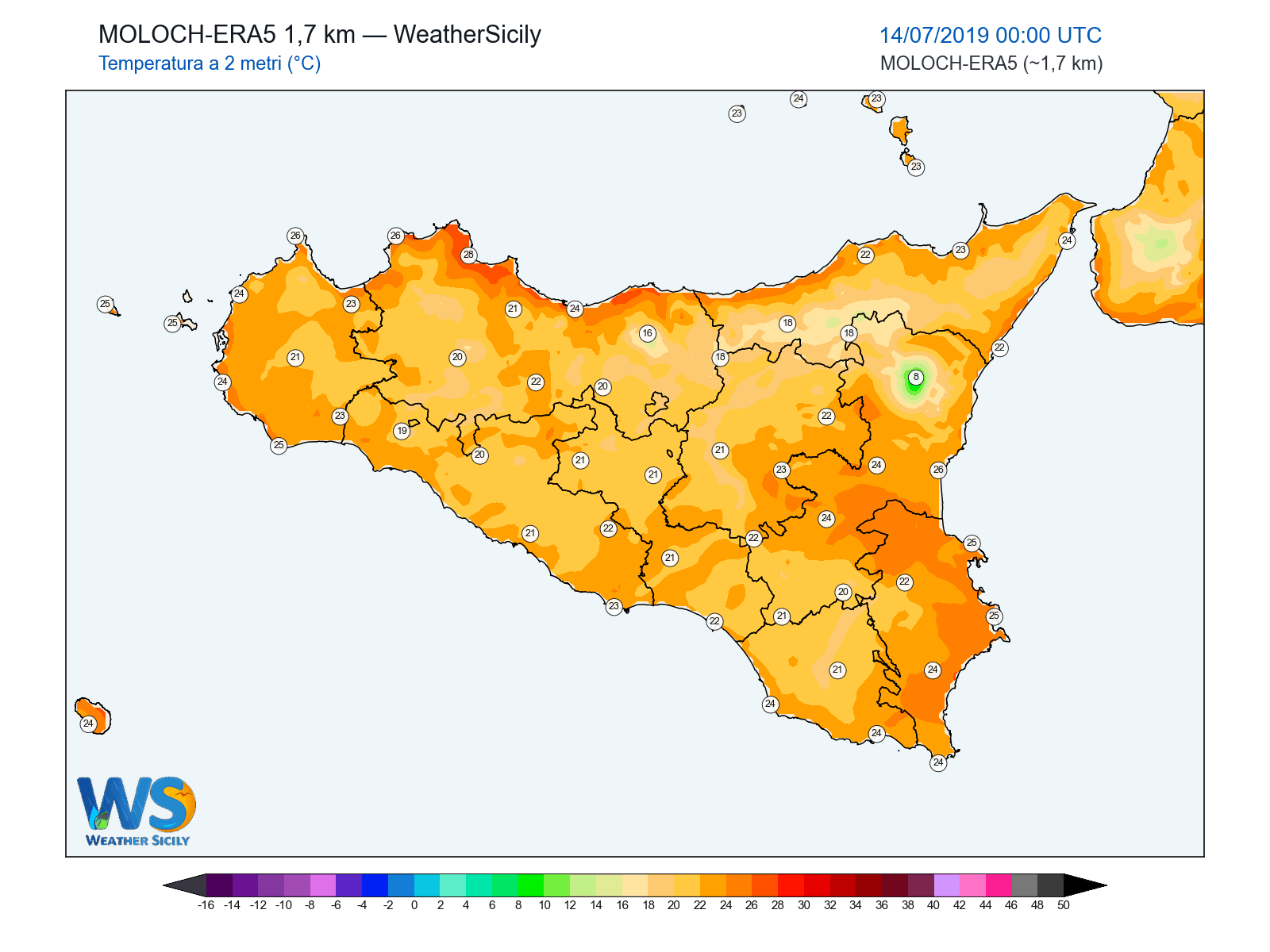 Temperatura a 2 metri · 2019071400