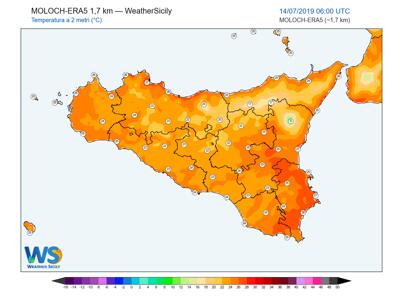 Temperatura a 2 metri · 2019071406