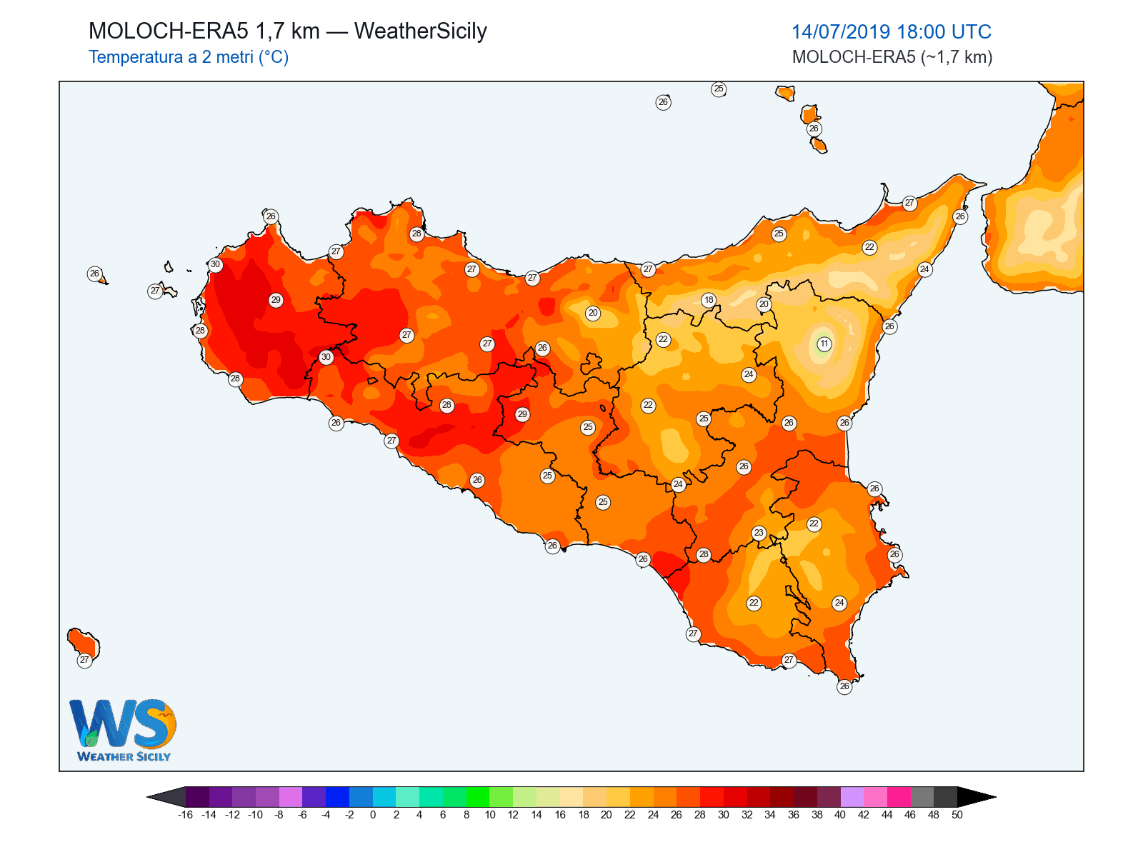 Temperatura a 2 metri · 2019071418