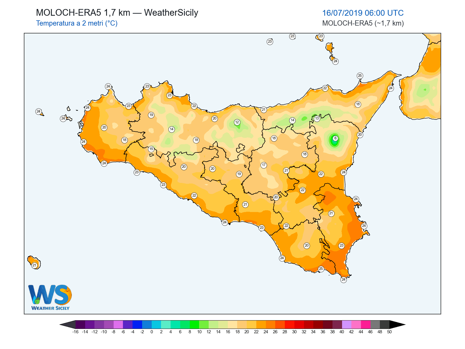 Temperatura a 2 metri · 2019071606