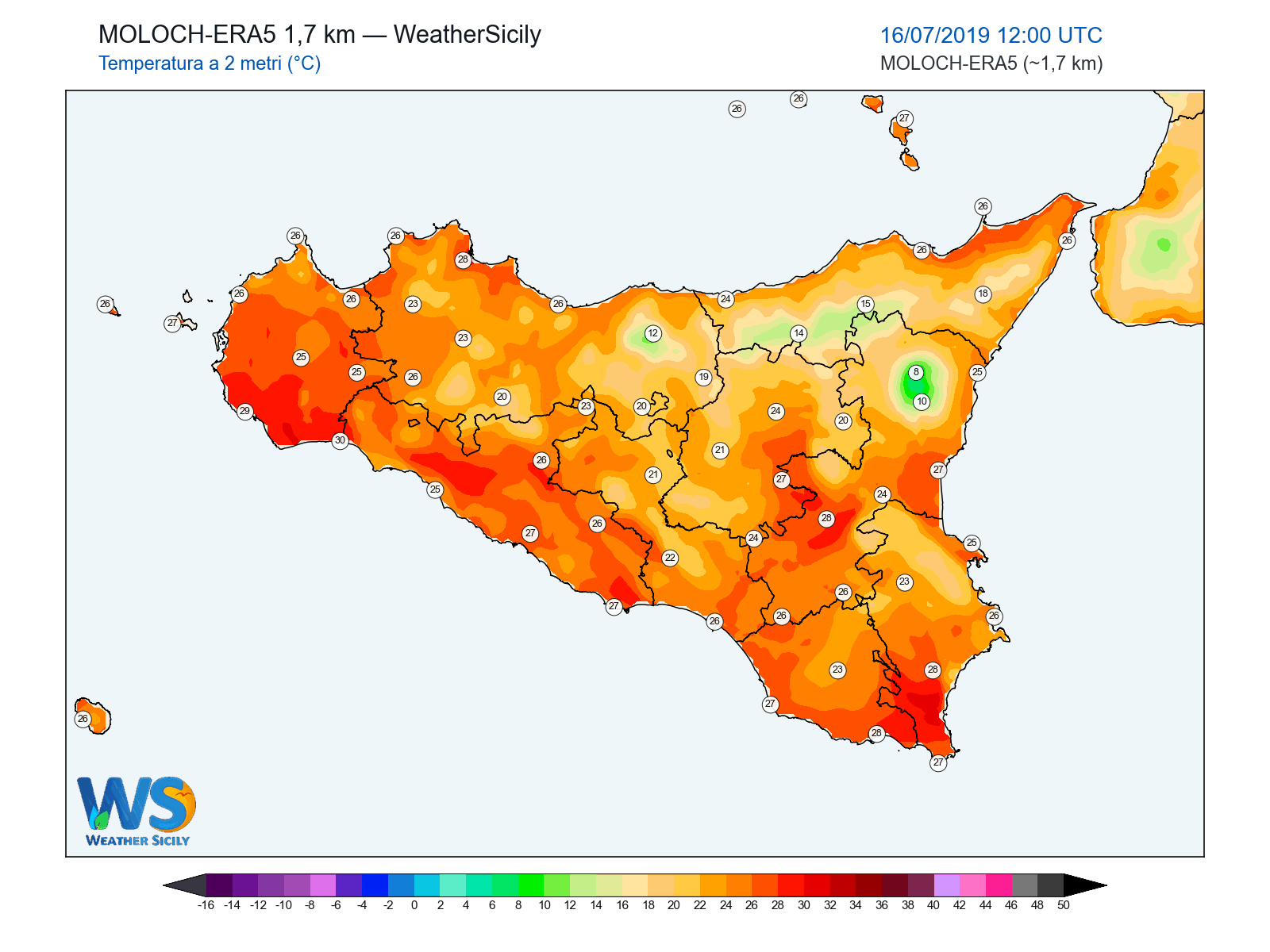 Temperatura a 2 metri · 2019071612