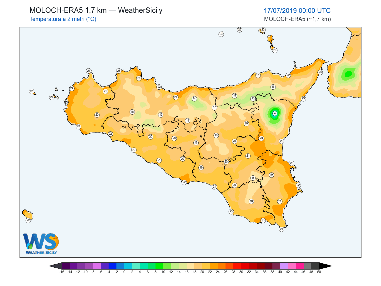 Temperatura a 2 metri · 2019071700