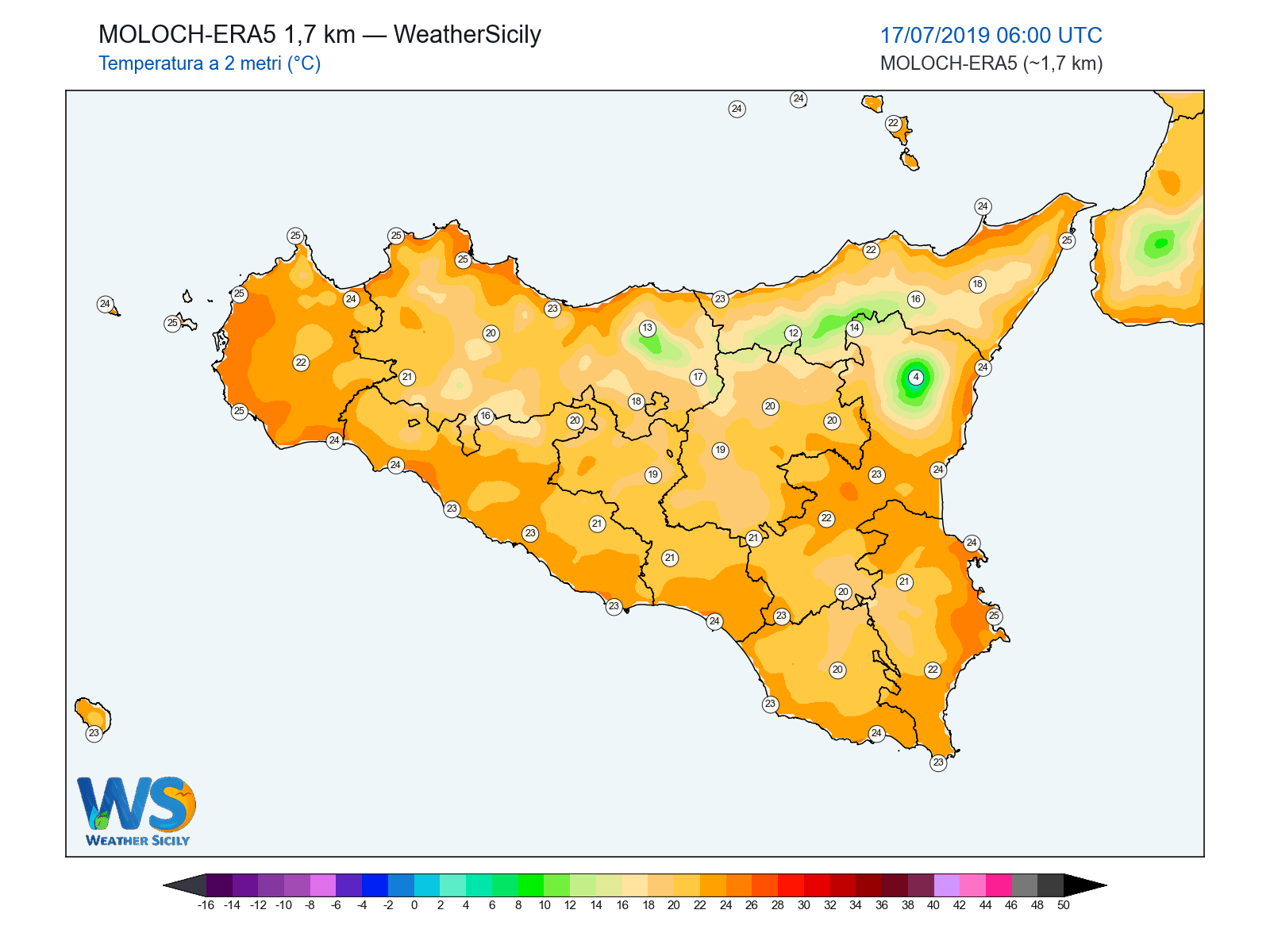 Temperatura a 2 metri · 2019071706