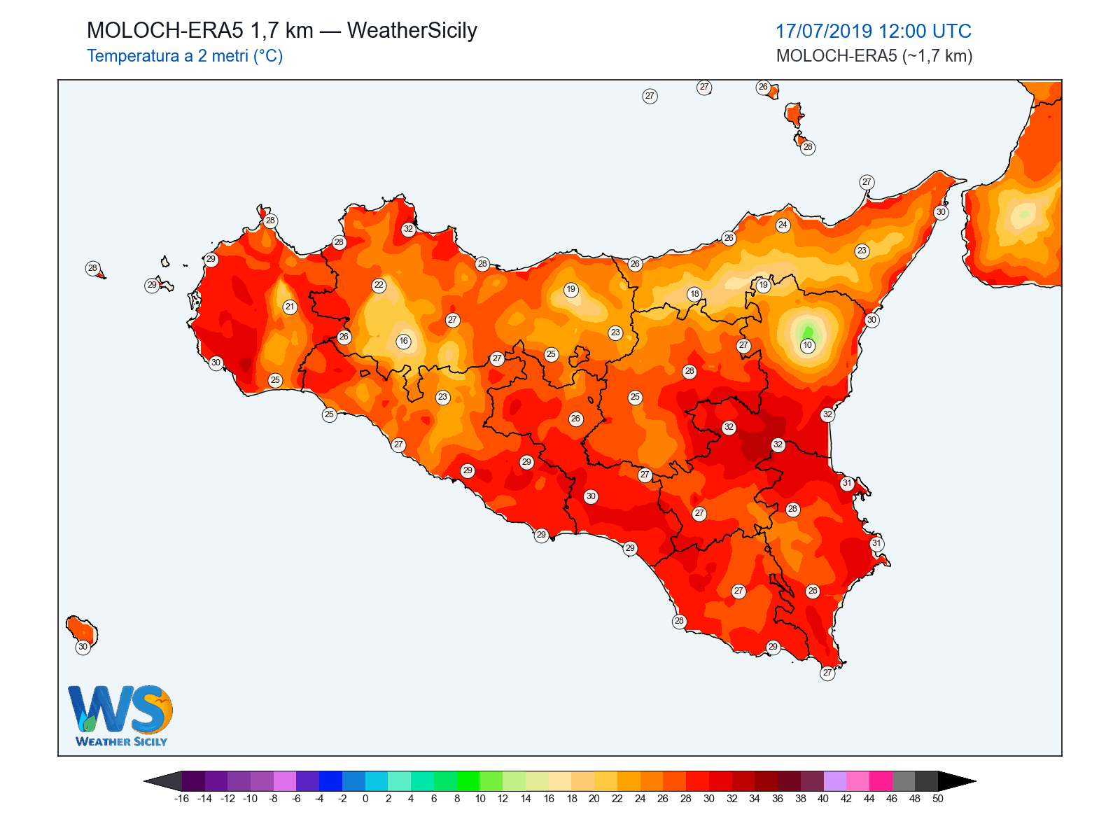 Temperatura a 2 metri · 2019071712