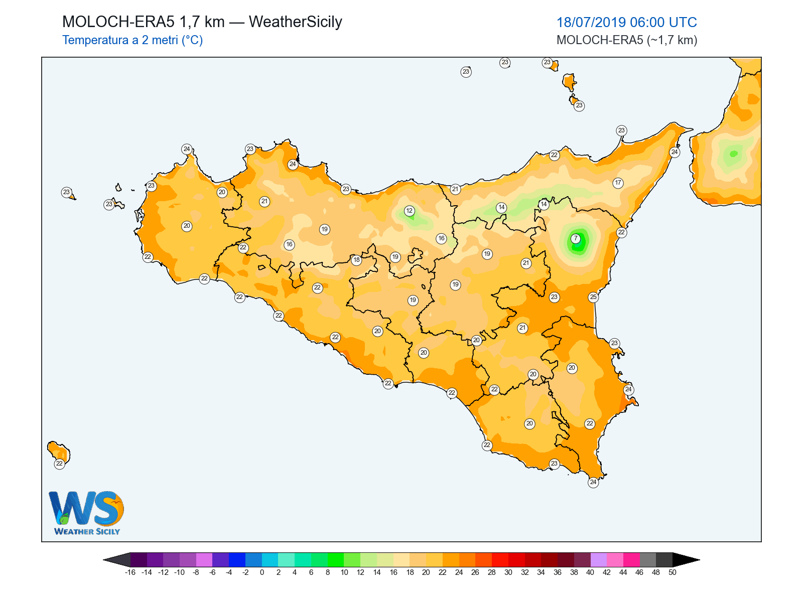 Temperatura a 2 metri · 2019071806