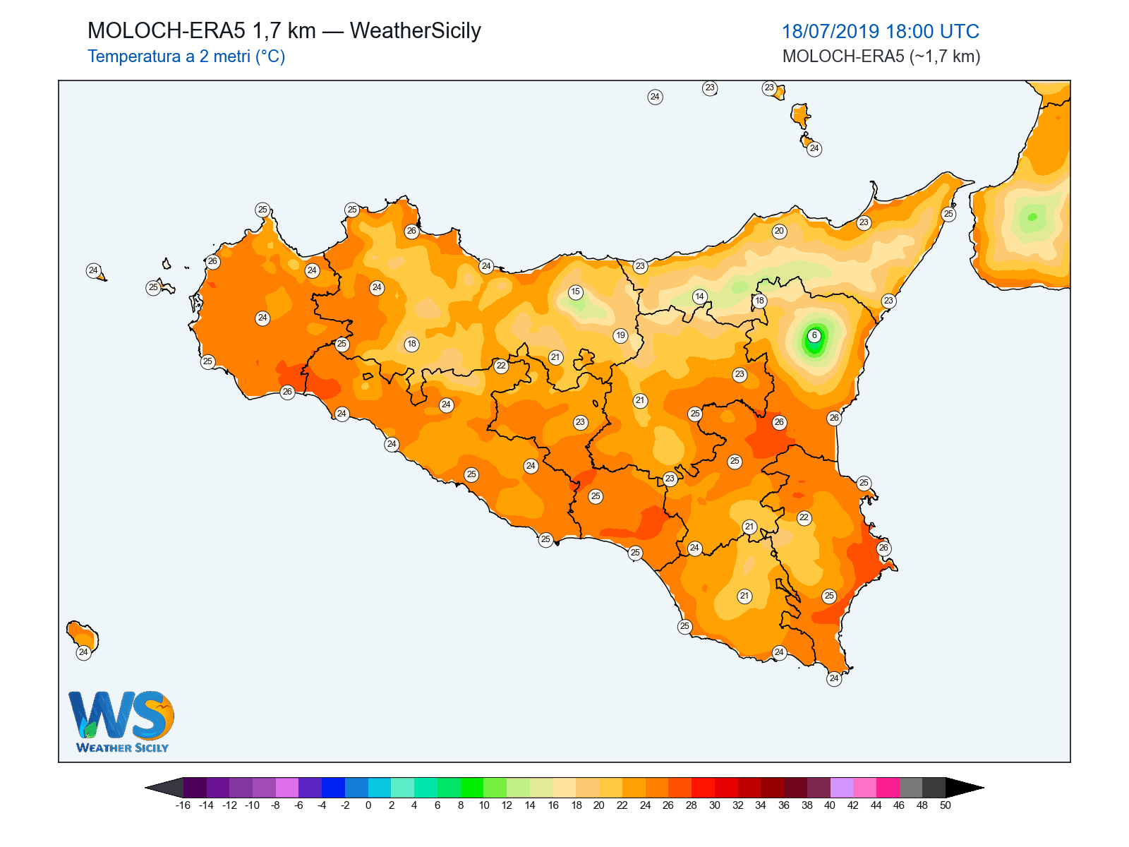 Temperatura a 2 metri · 2019071818