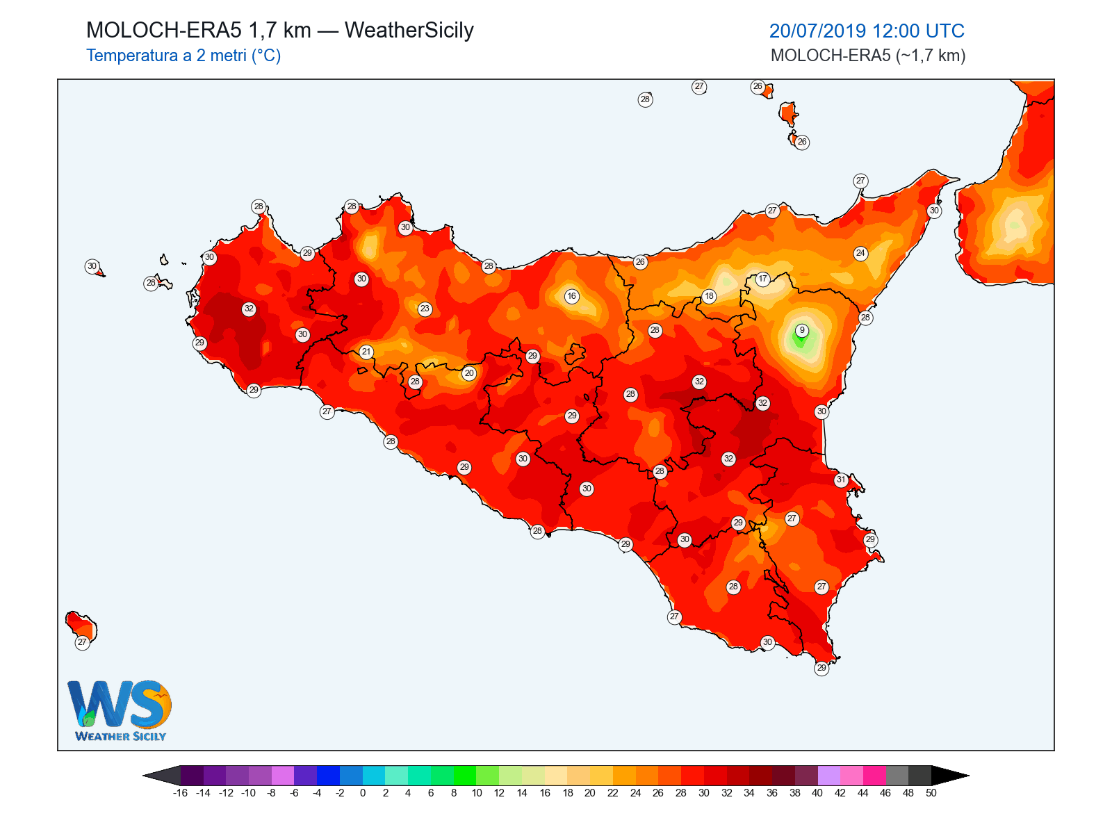 Temperatura a 2 metri · 2019072012