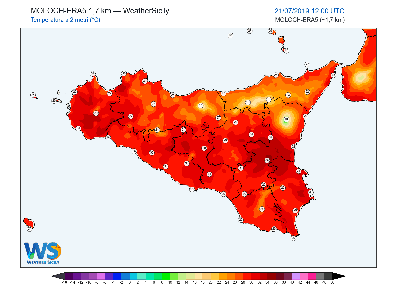 Temperatura a 2 metri · 2019072112