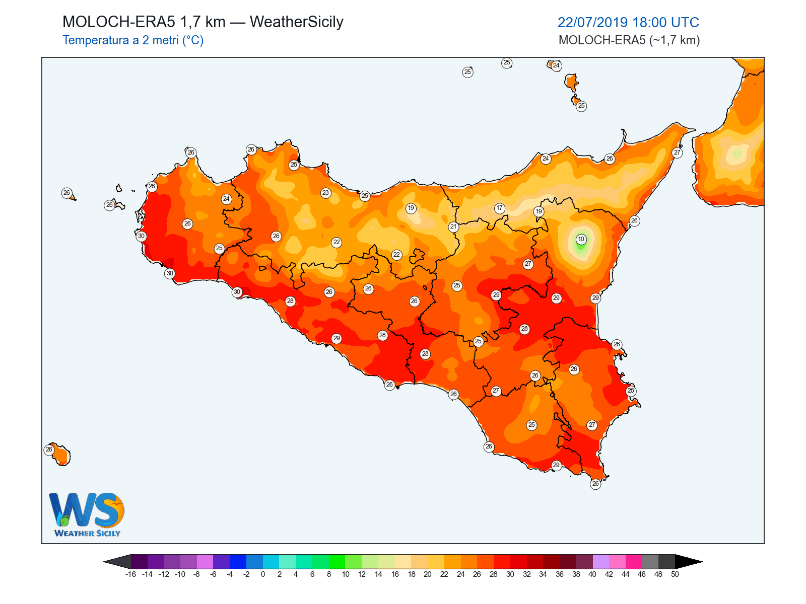 Temperatura a 2 metri · 2019072218
