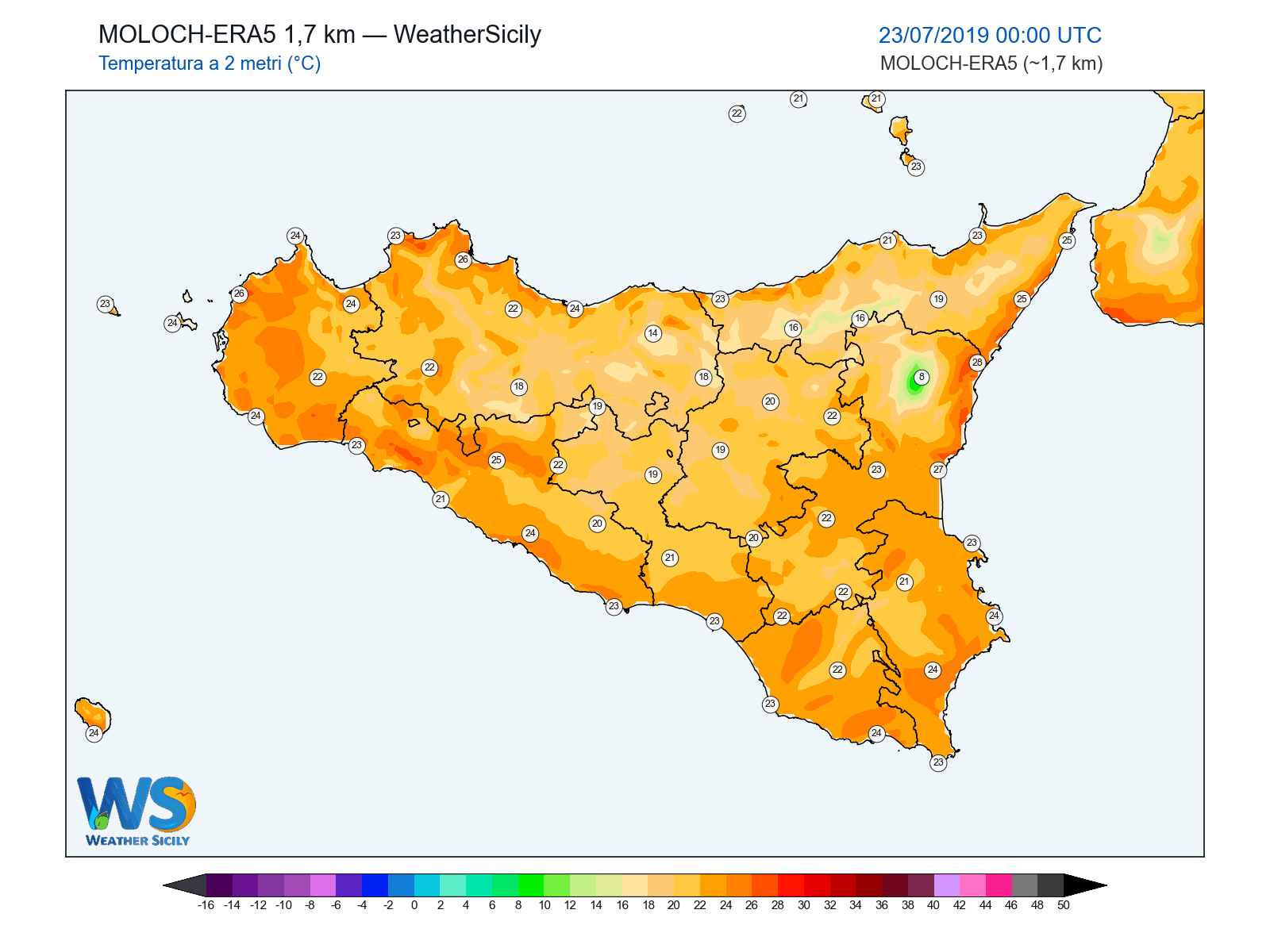 Temperatura a 2 metri · 2019072300