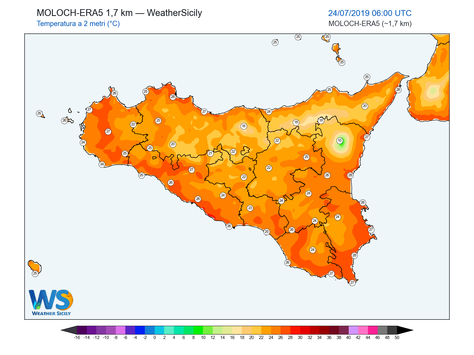 Temperatura a 2 metri · 2019072406