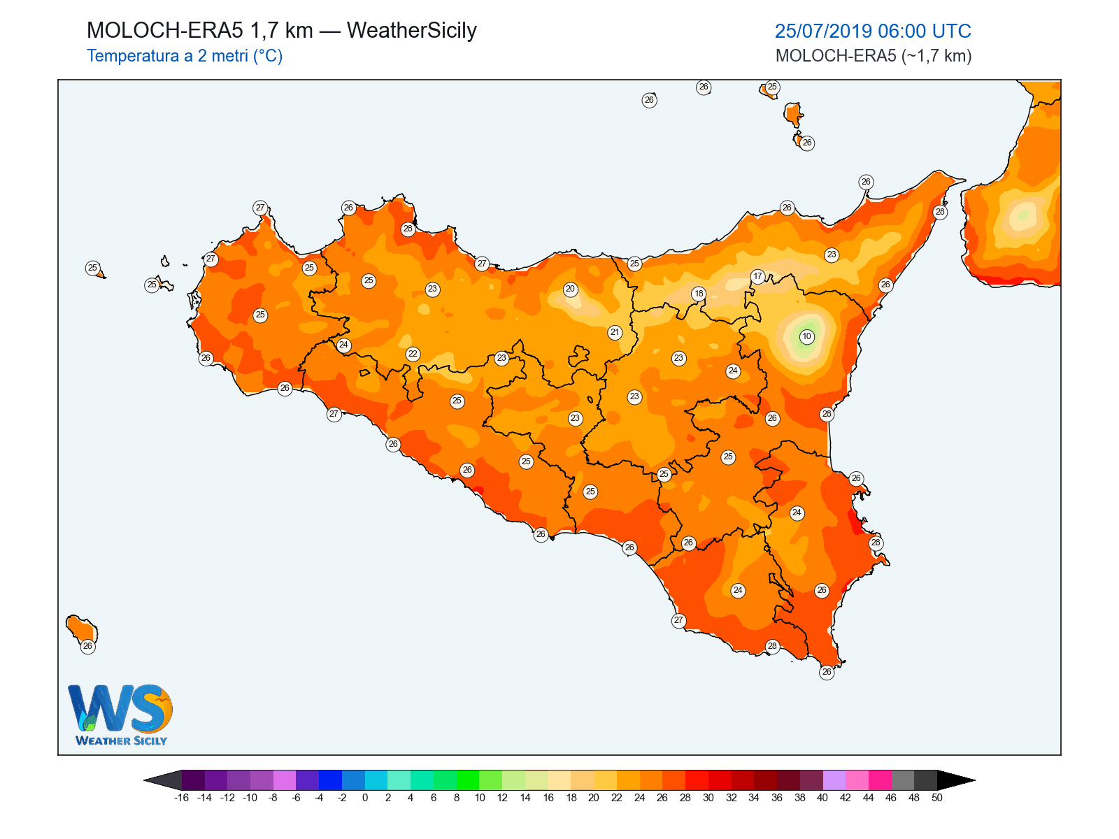 Temperatura a 2 metri · 2019072506