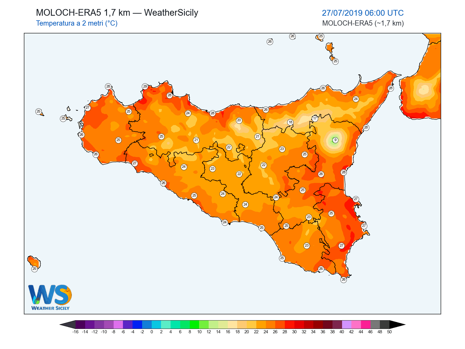Temperatura a 2 metri · 2019072706