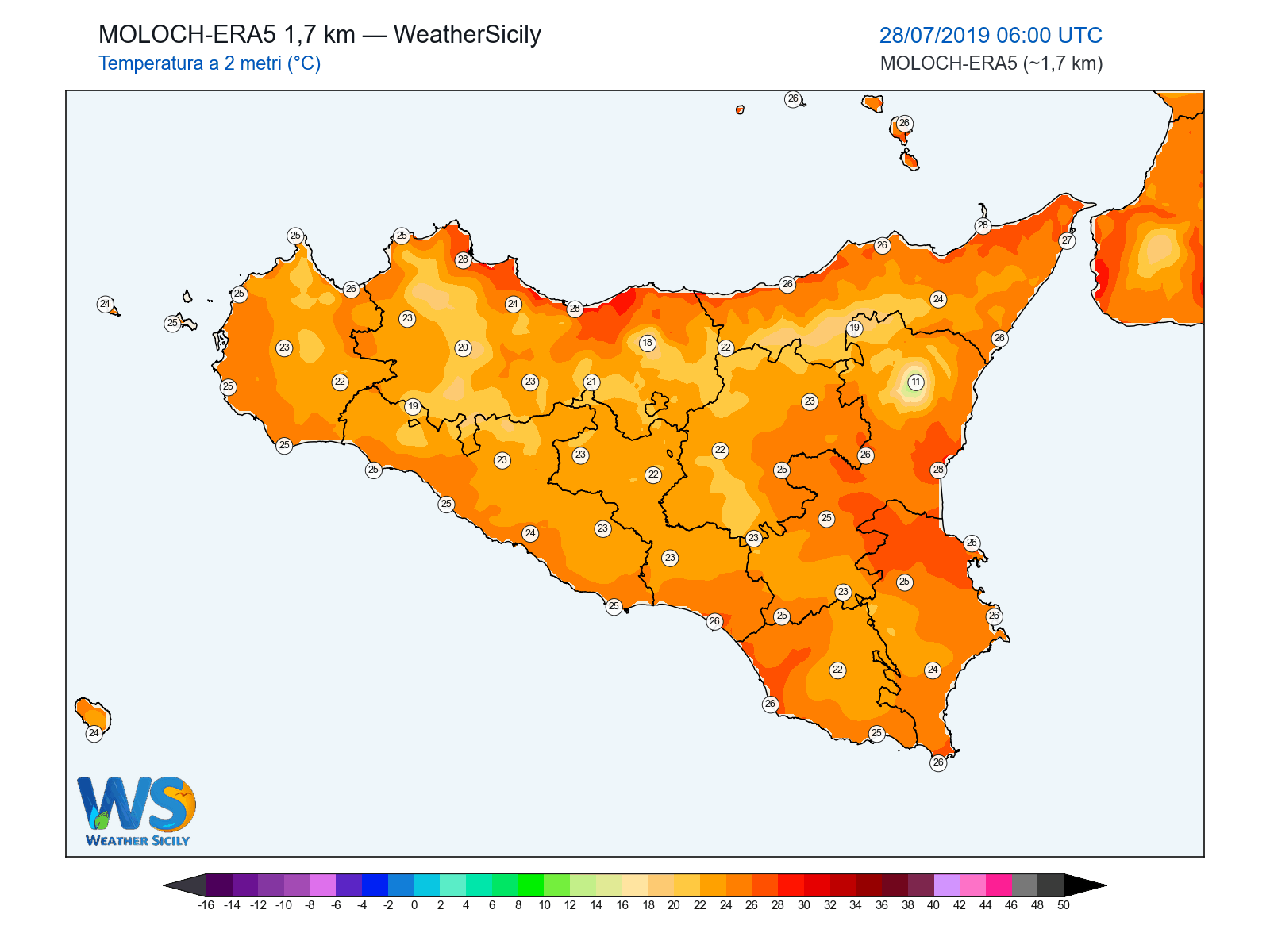 Temperatura a 2 metri · 2019072806