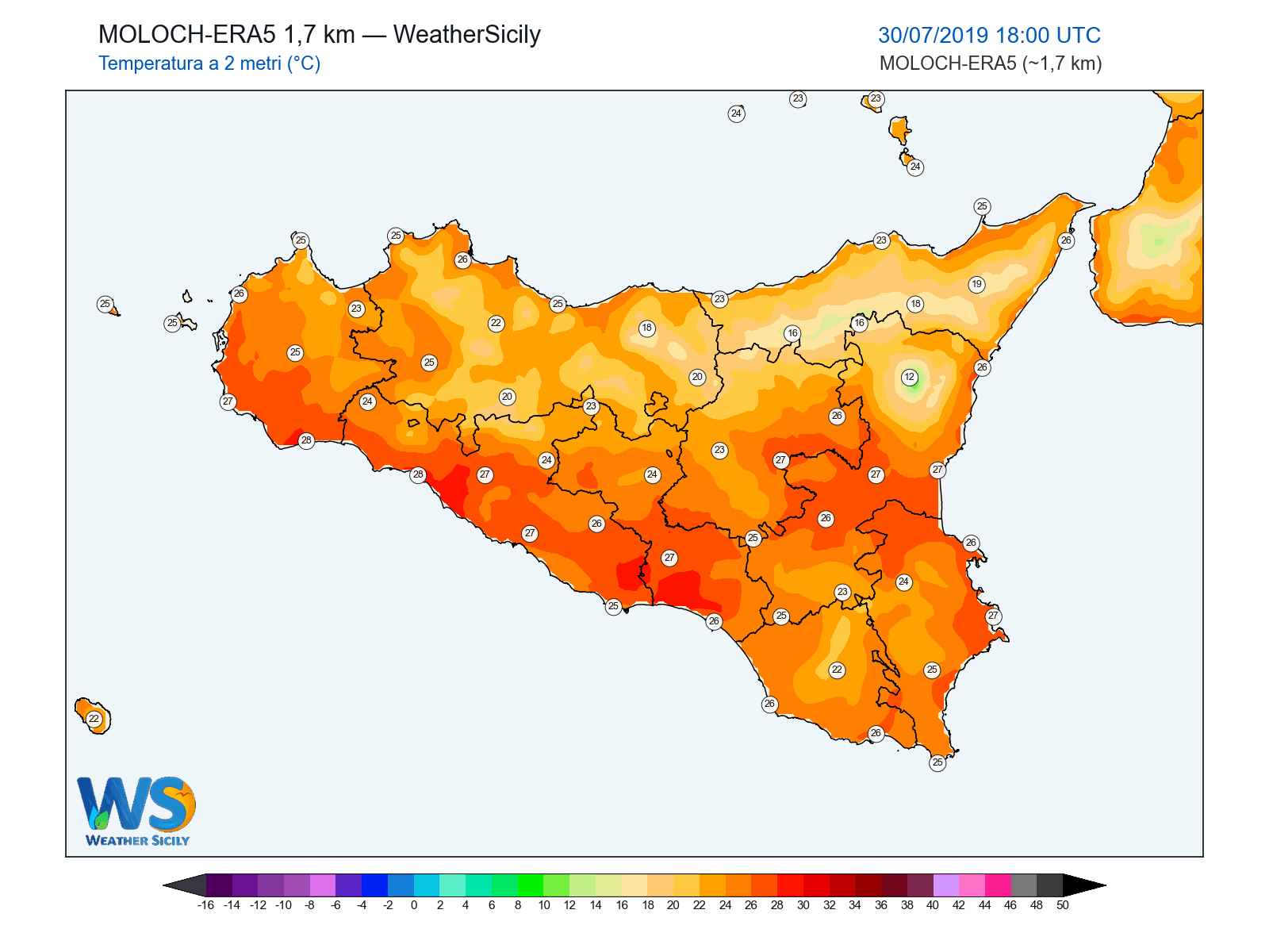 Temperatura a 2 metri · 2019073018