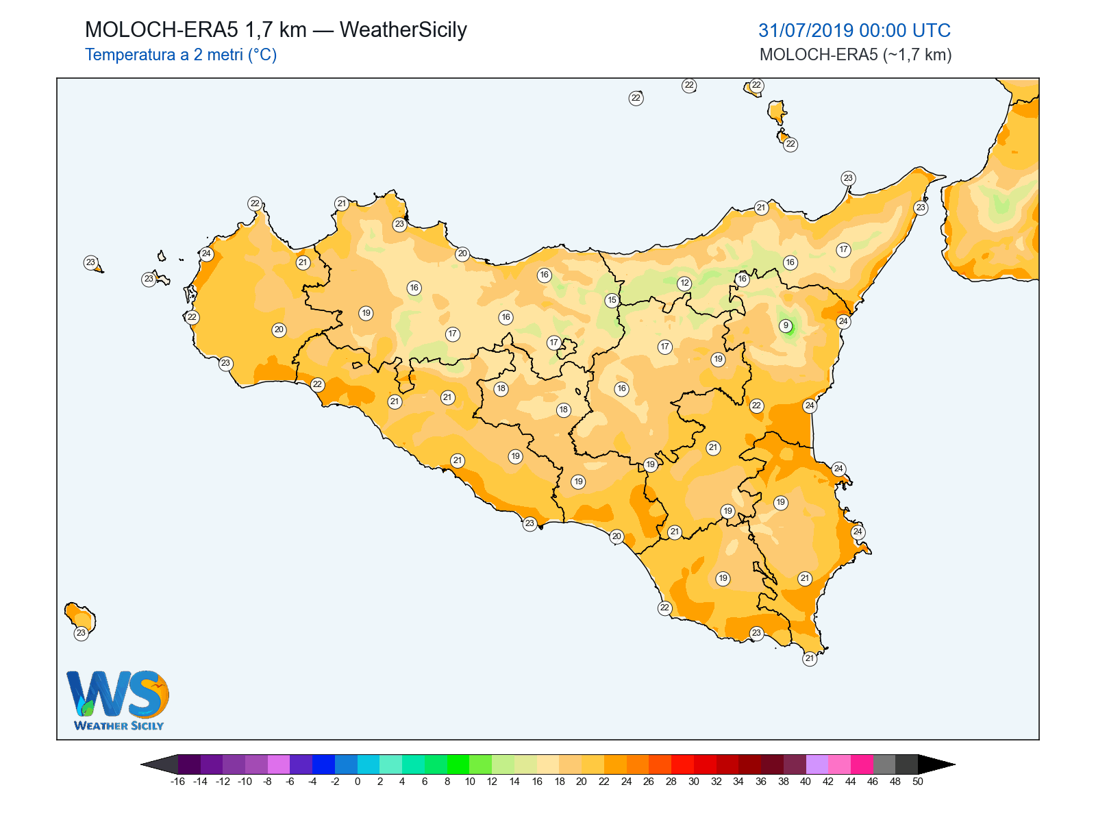 Temperatura a 2 metri · 2019073100