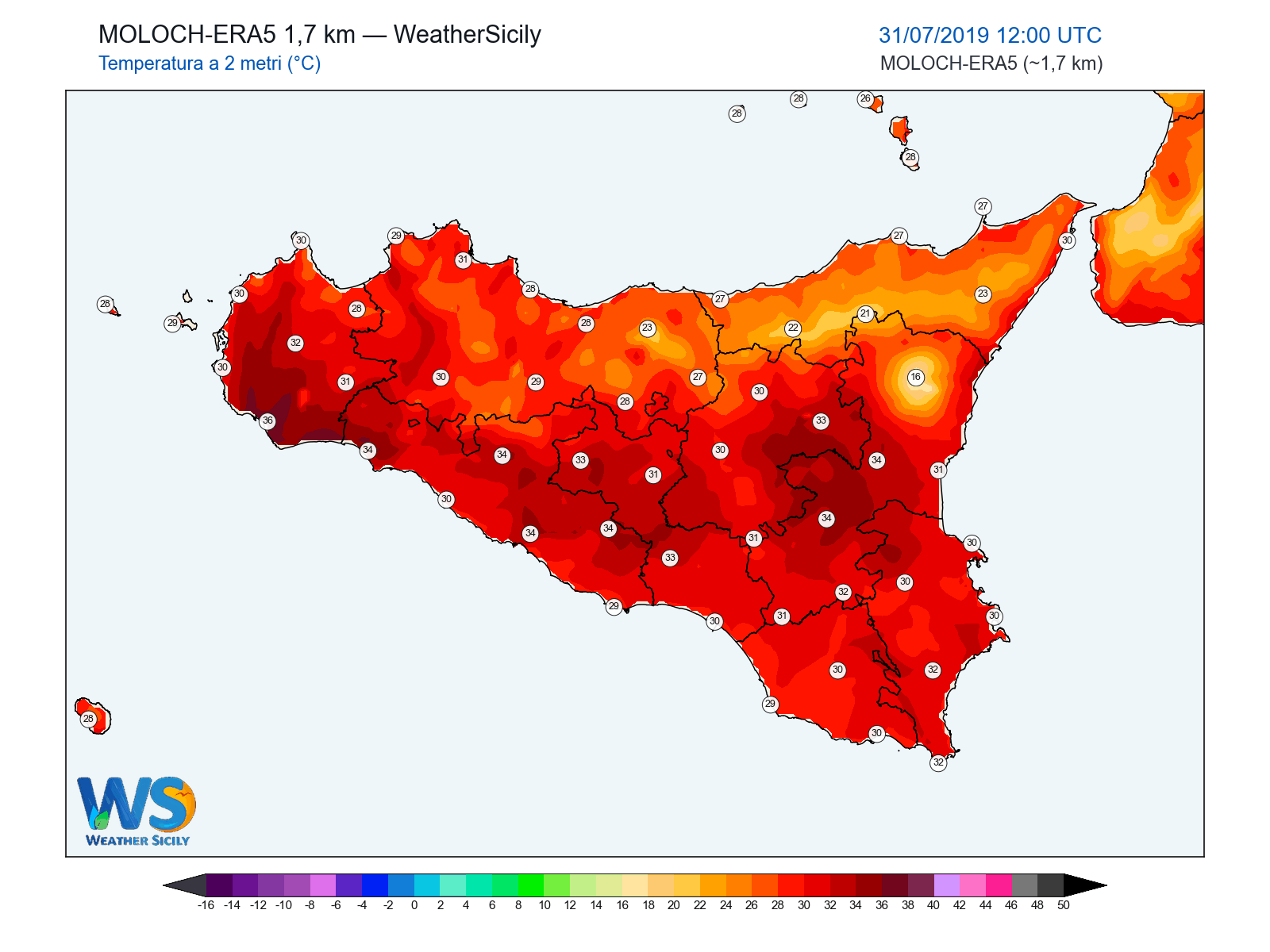Temperatura a 2 metri · 2019073112