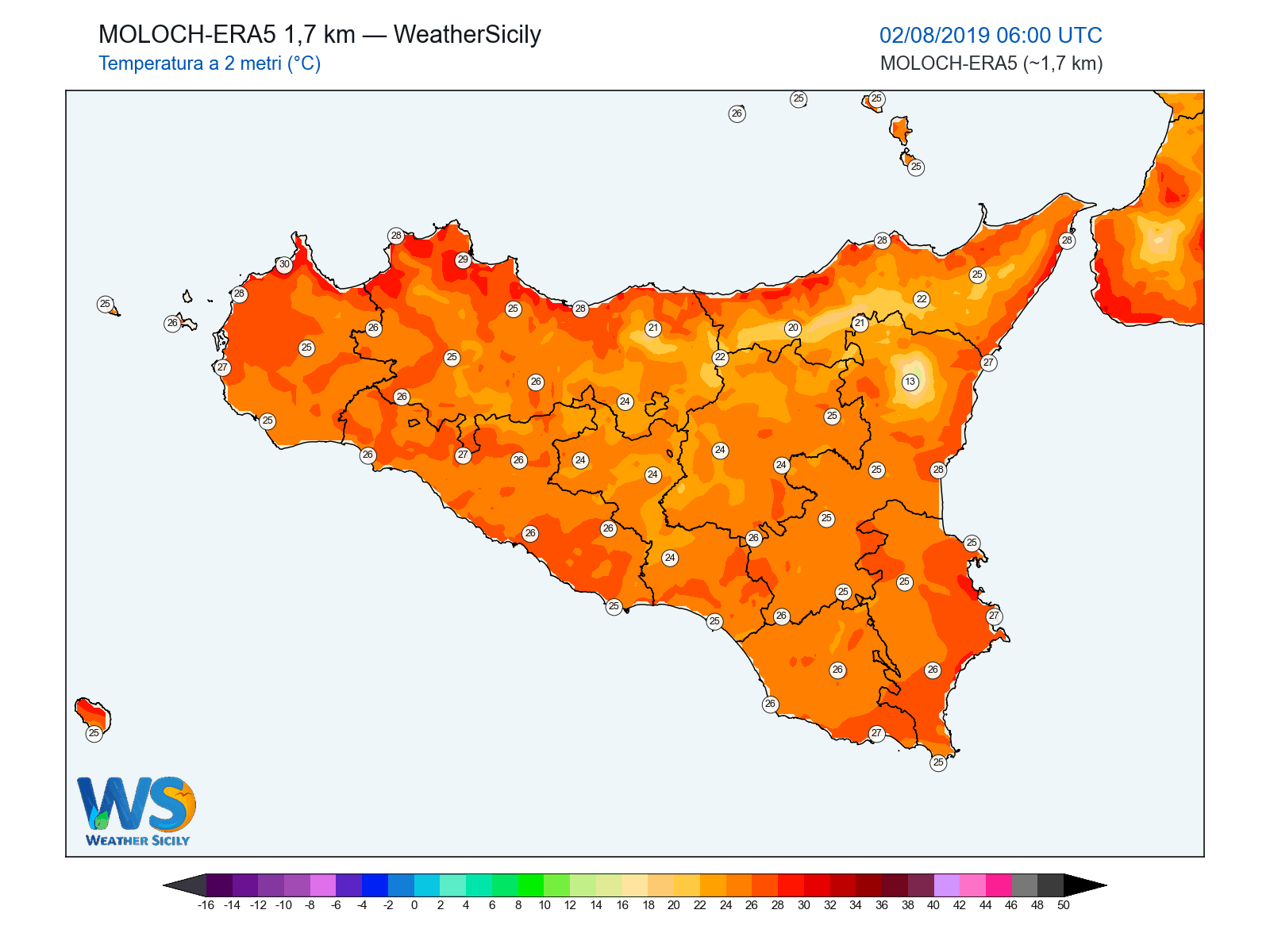 Temperatura a 2 metri · 2019080206