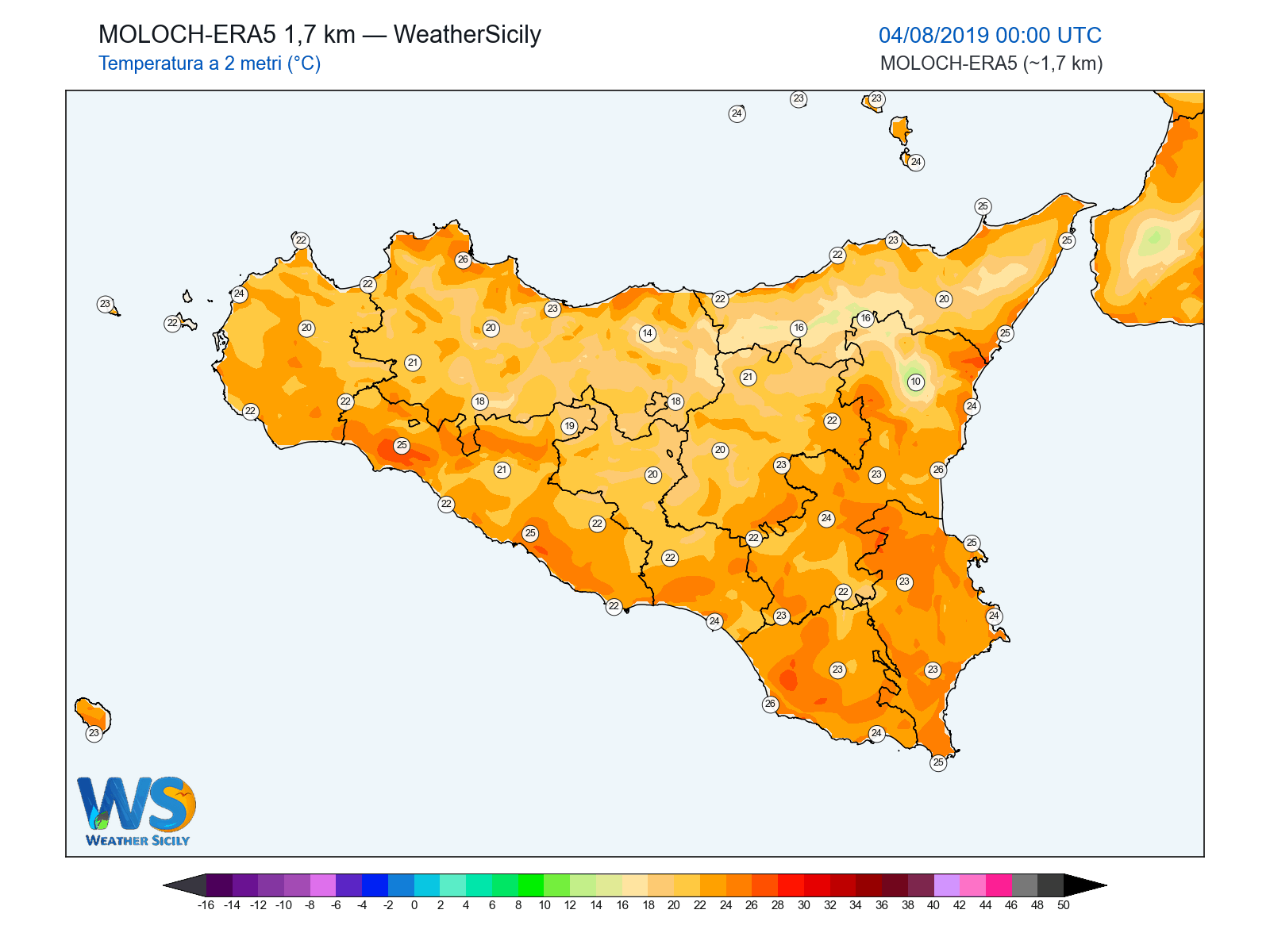 Temperatura a 2 metri · 2019080400