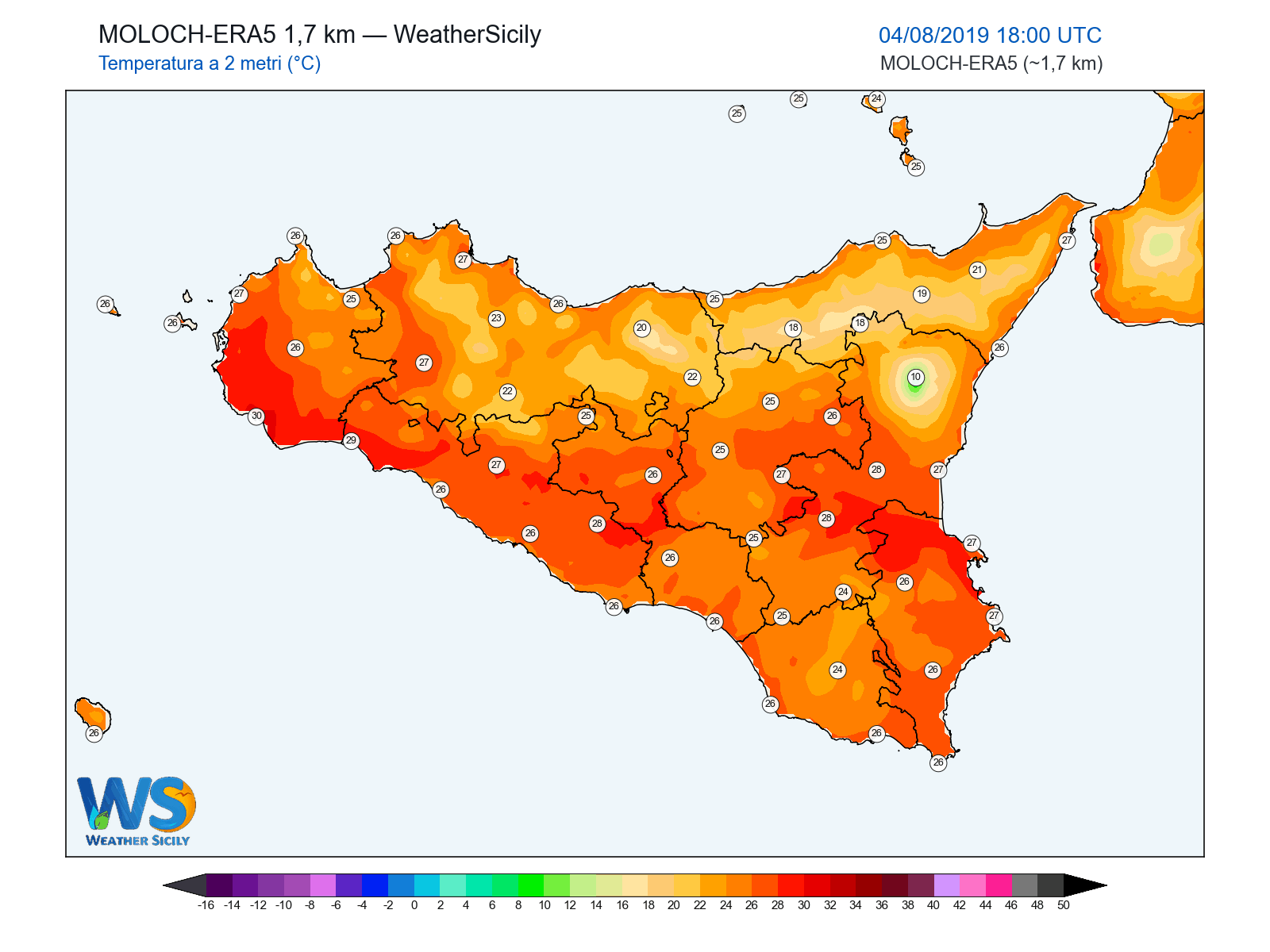 Temperatura a 2 metri · 2019080418