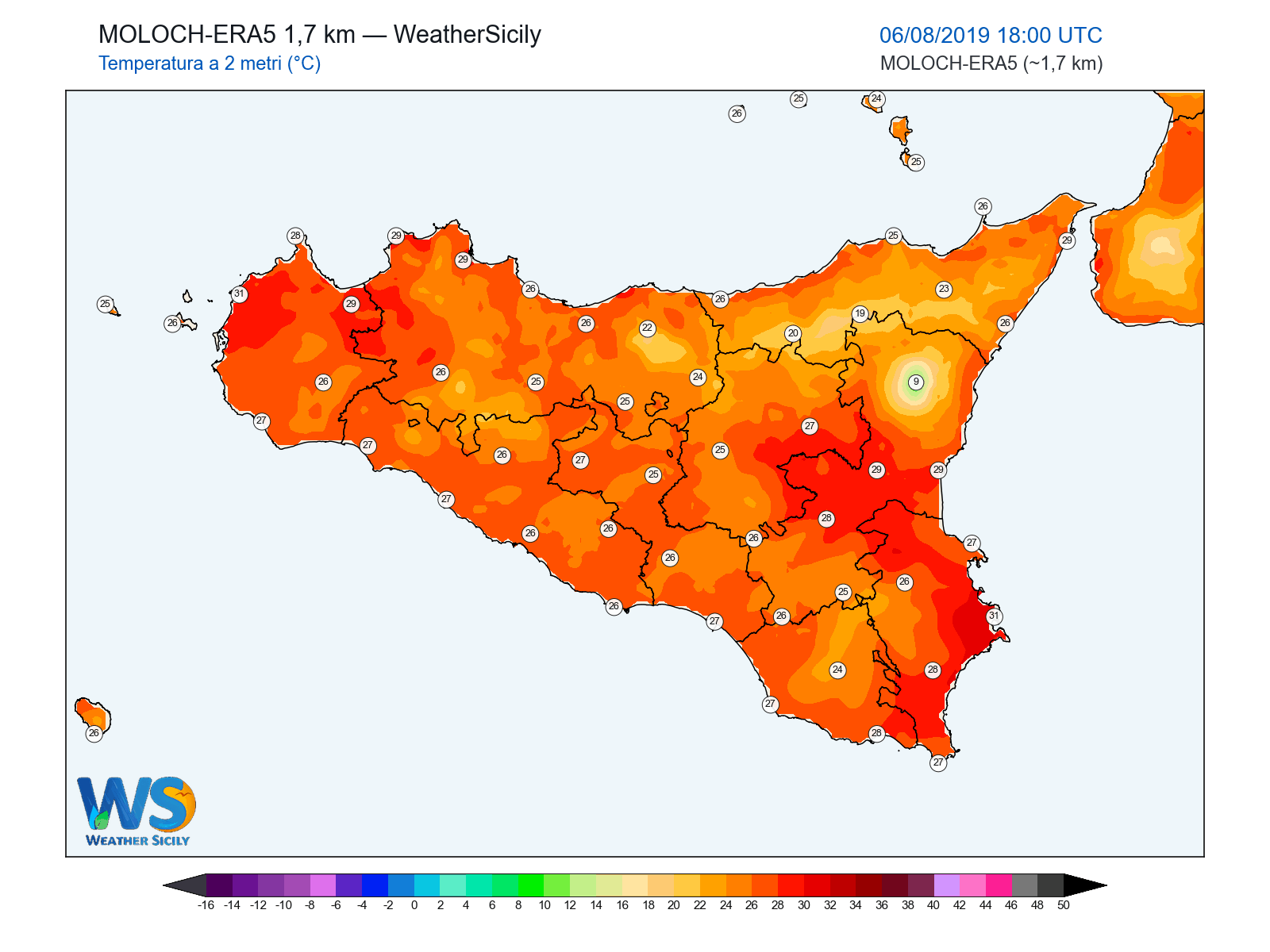 Temperatura a 2 metri · 2019080618
