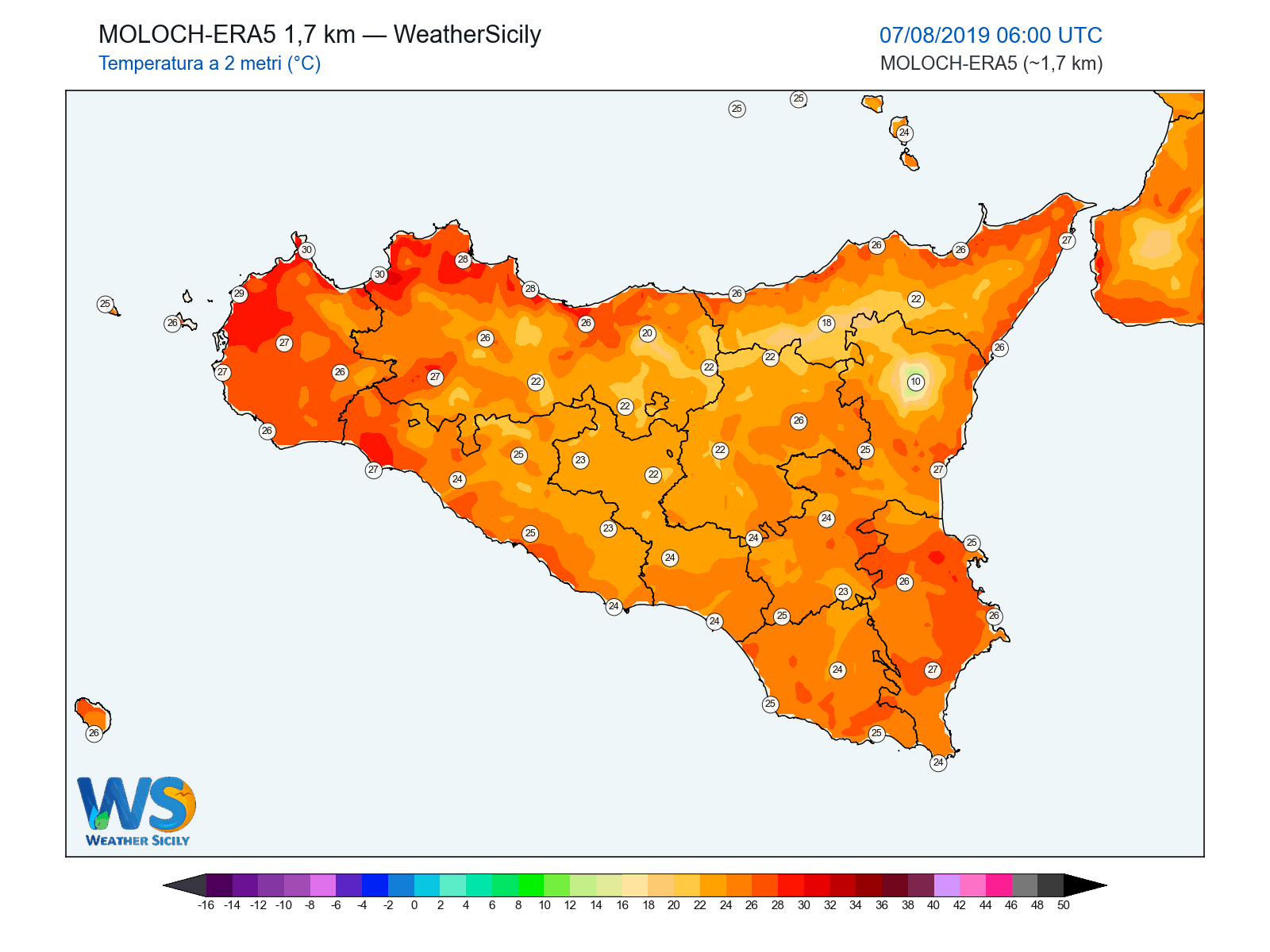 Temperatura a 2 metri · 2019080706