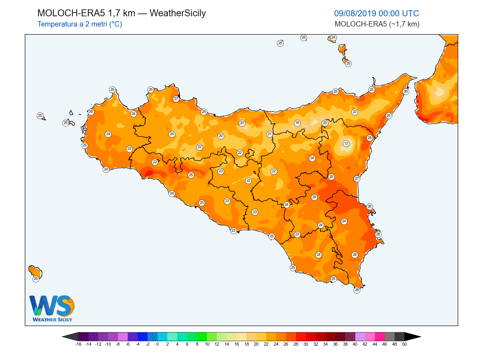 Temperatura a 2 metri · 2019080900
