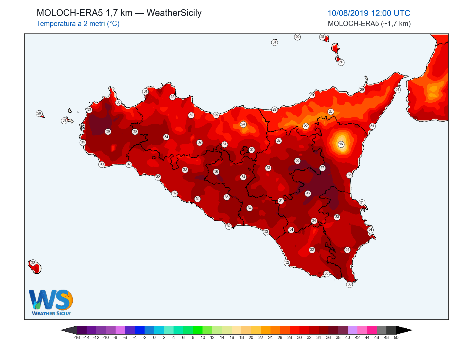 Temperatura a 2 metri · 2019081012