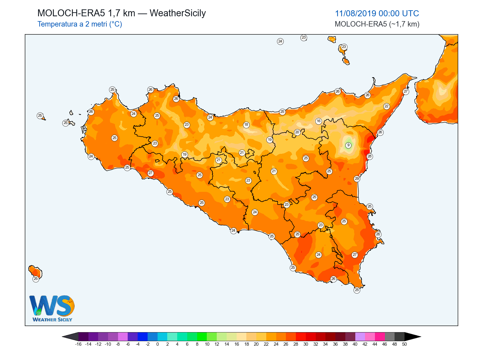 Temperatura a 2 metri · 2019081100
