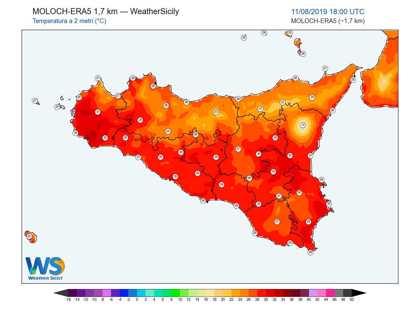 Temperatura a 2 metri · 2019081118