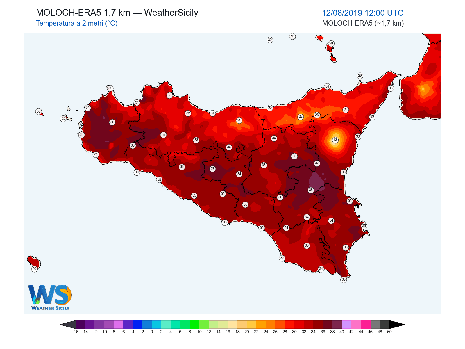 Temperatura a 2 metri · 2019081212